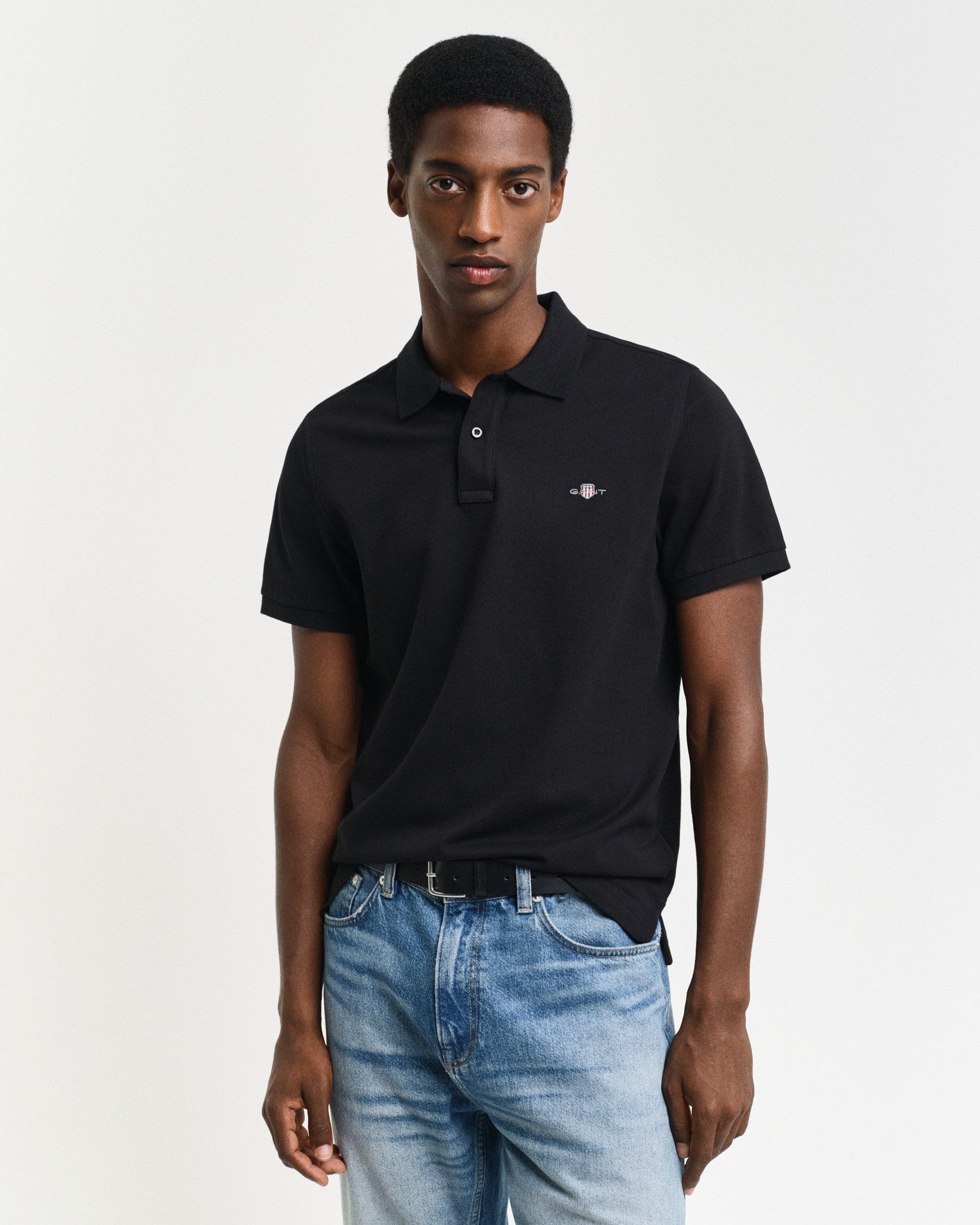 Gant Poloshirt REG SHIELD SS PIQUE POLO met logo en platte breikraag 100% katoen pique