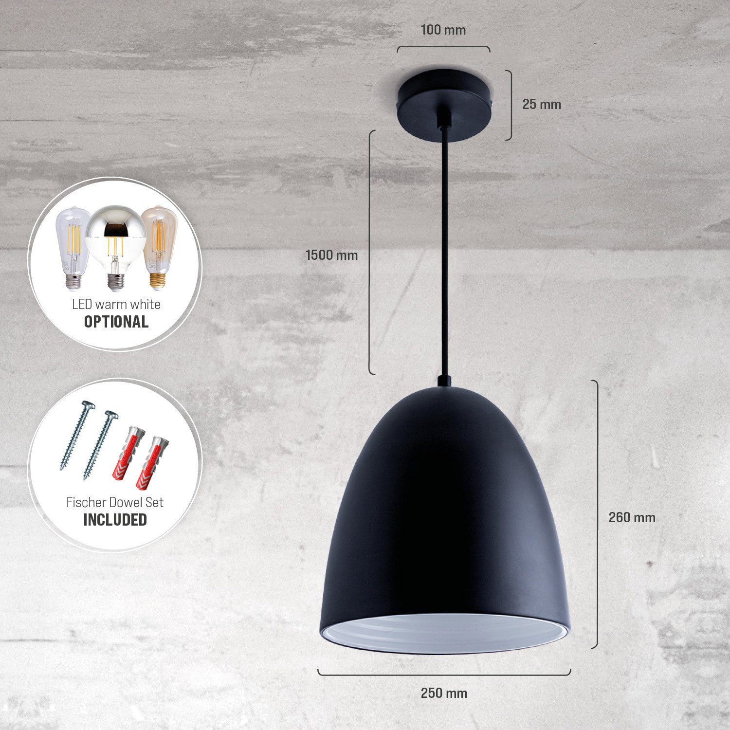 Paco Home Hanglamp JACK Keukenlamp hanglamp eetkamer Eettafellamp binnenin in goudkleur wit