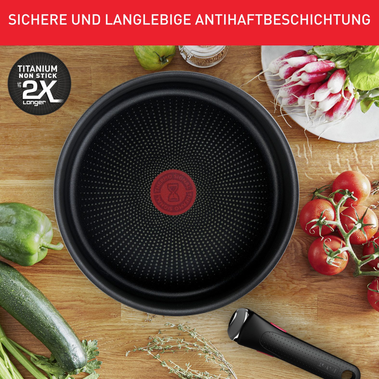 Tefal Pannenset Ingenio XL Force Anti-aanbak, afneembare handgreep, thermo-signaal, voor alle kookplaten behalve inductie (set, 3-delig)
