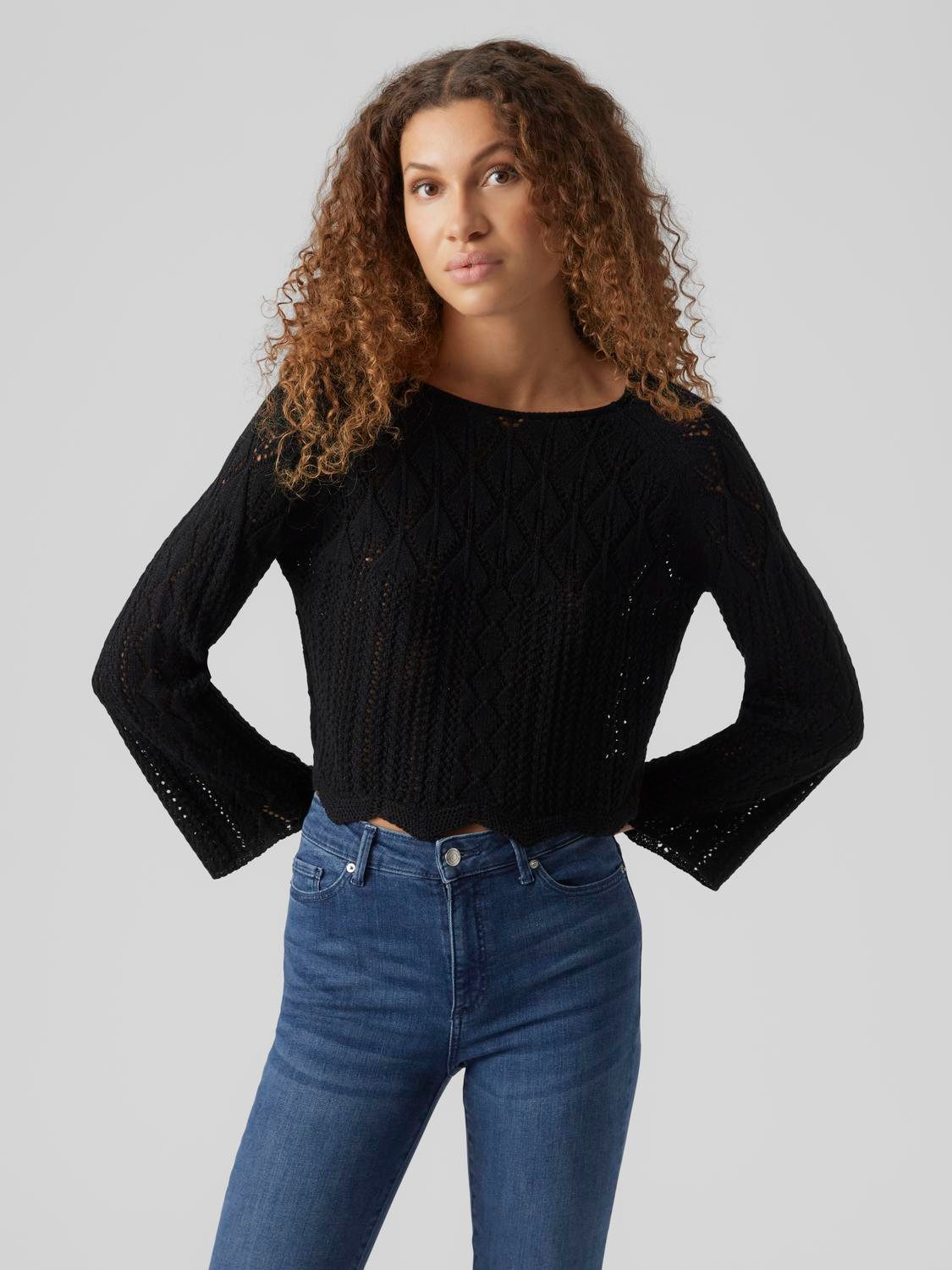 Vero Moda Gebreide trui VMGINGER 3/4 BOATNECK PULLOVER GA NOOS