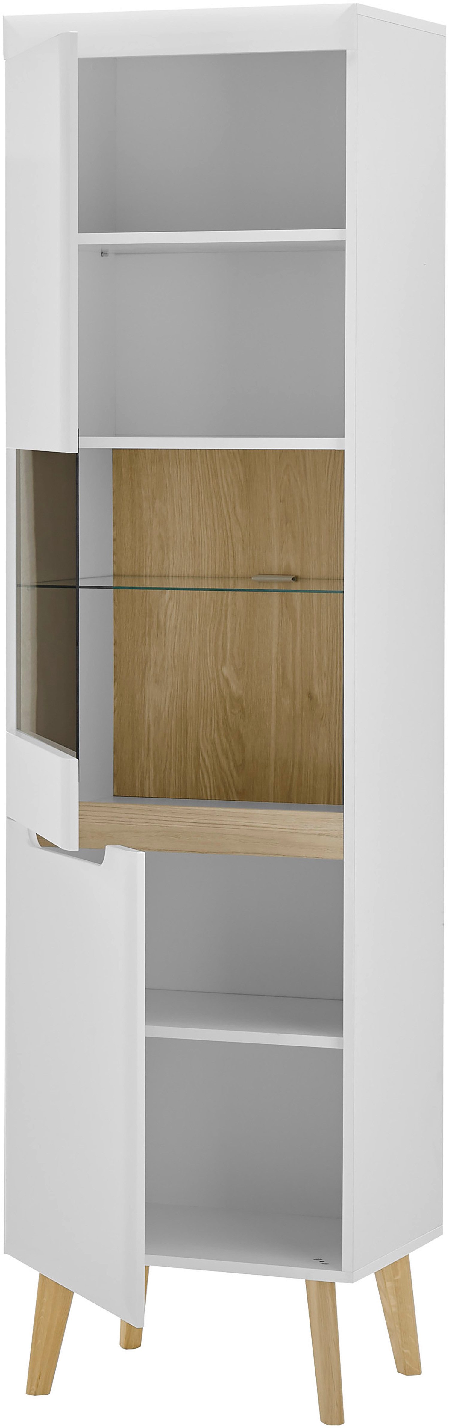 INOSIGN Vitrinekast Torge, hoge kast, glazen vitrine, staande vitrine, vitrinekast in drie verschillende kleuren beschikbaar, glazen deur & -bodem, 53 cm breed (1 stuk)