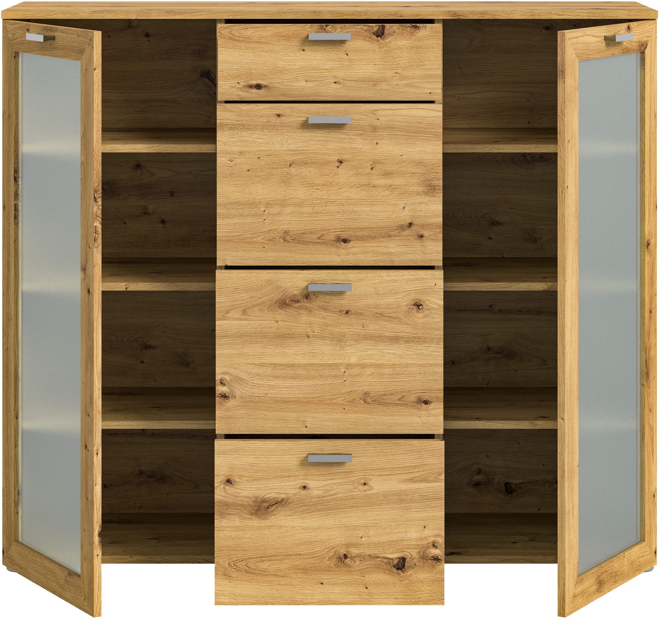 INOSIGN Highboard Onex, breedte 135 cm, met glazen deur, veelzijdig inzetbaar
