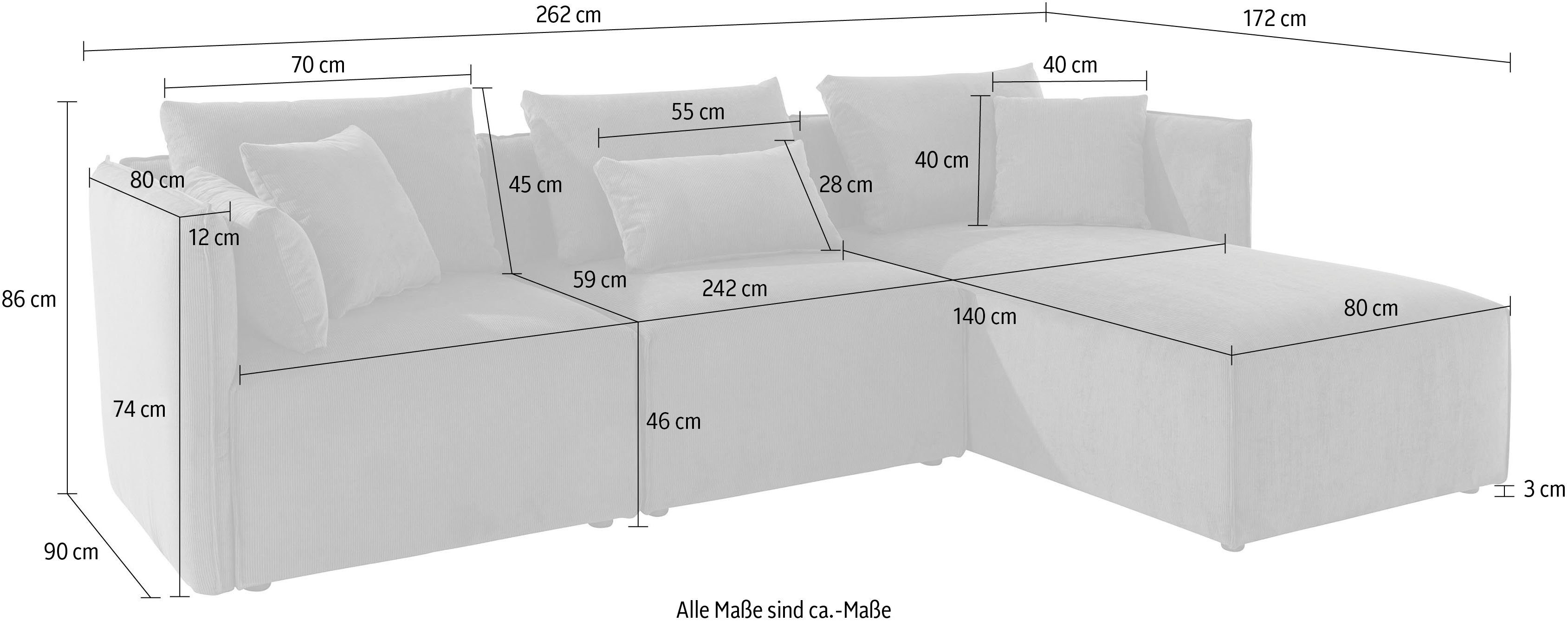 andas Hoekbank Nöre L-vorm 3 delen, in vele bekledingskwaliteiten en kleuren. module onderdelen zie "nöre" (3-delig)