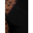 melrose trui met ronde hals met meshmouwen in sterretjes-look zwart