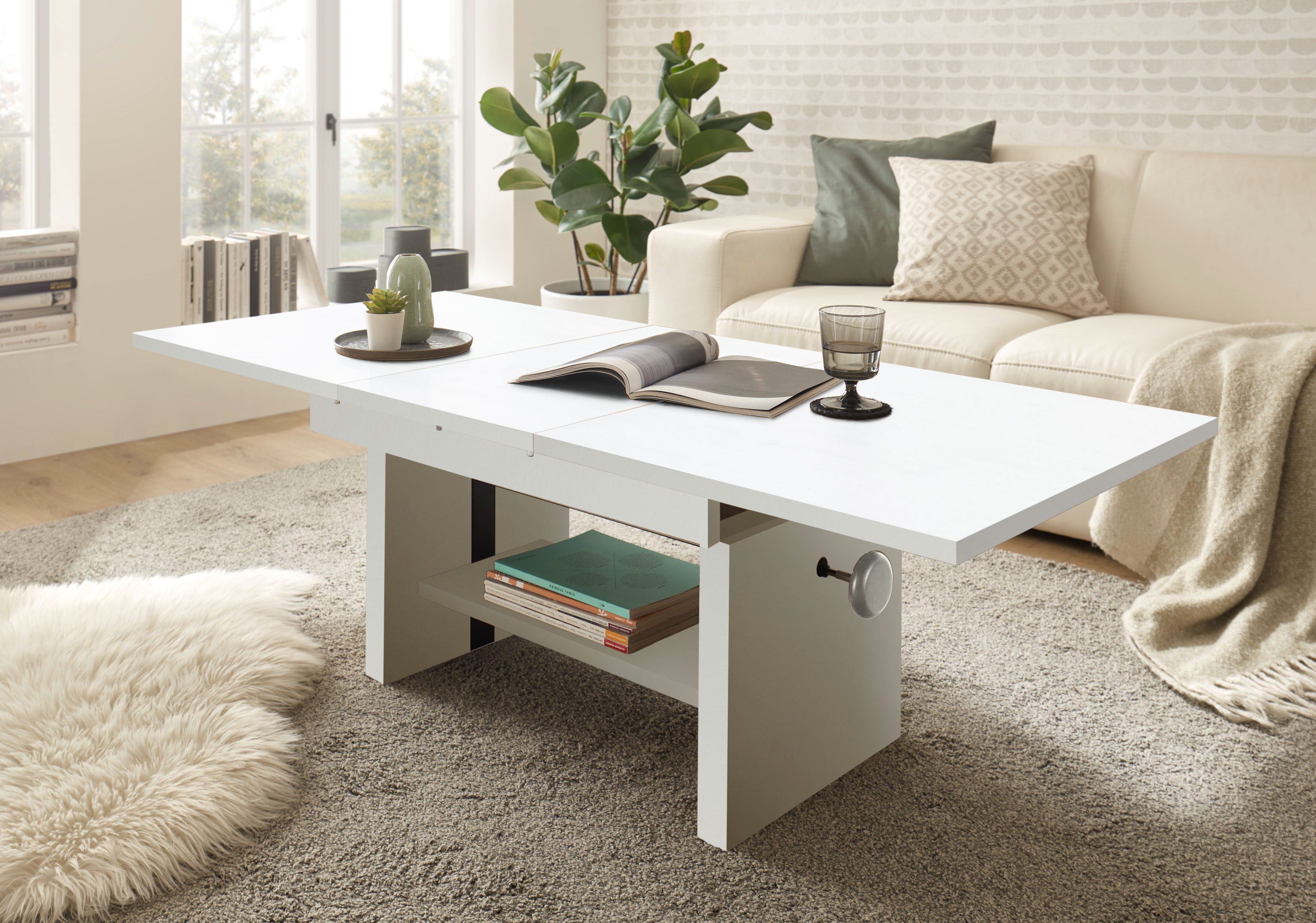 Stolkom Salontafel Event hoogte verstelbaar, uitschuifbaar, BxHxD 110-150x48-63x65 cm Hoogte verstelbaar met liftmechaniek en uittrekbaar in 3 kleurvarianten