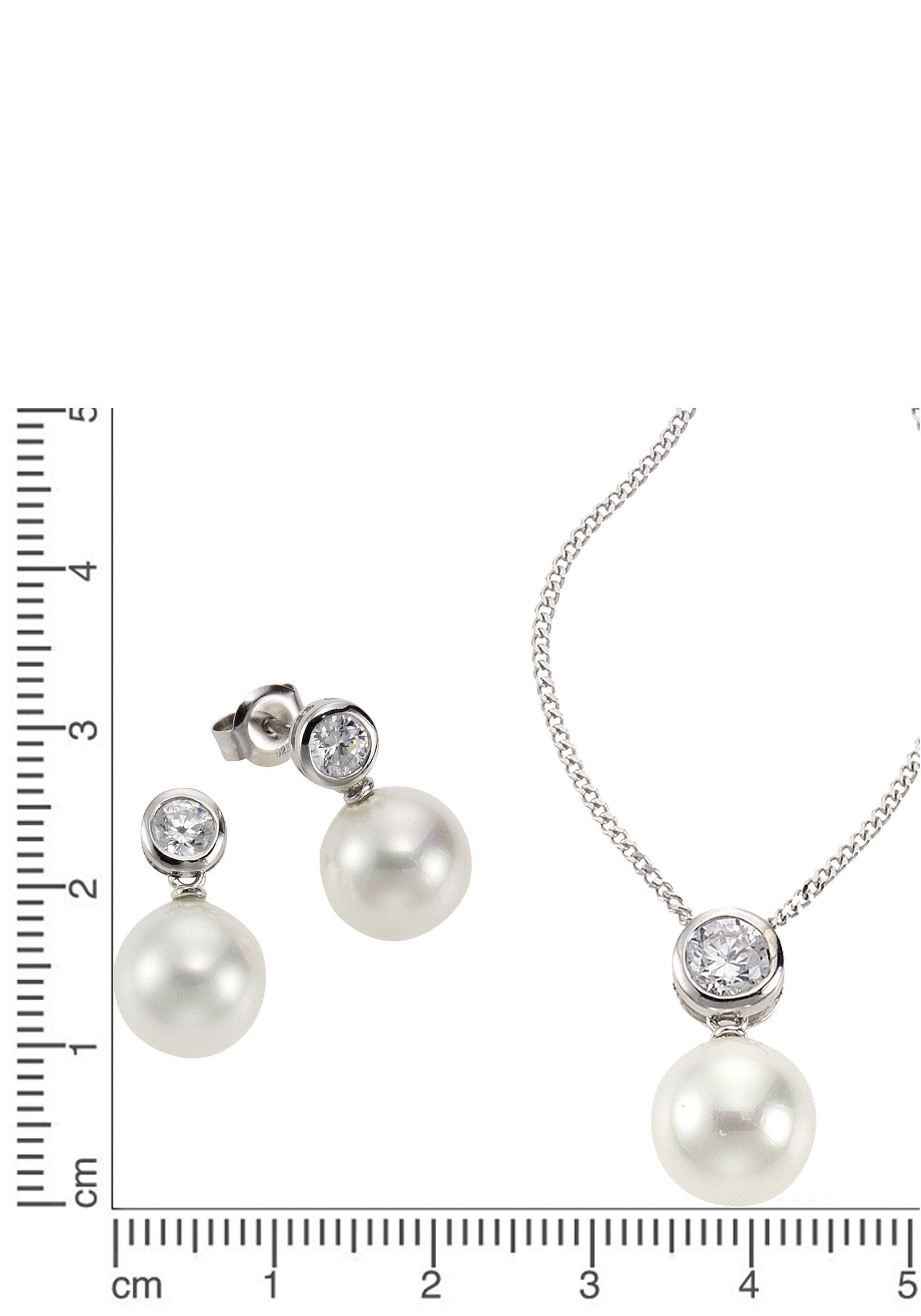 Firetti Oorring- en kettingenset Multipack sieraad cadeau zilverkleur 925 halsketting oorbellen parelsieraden (set, 4-delig)
