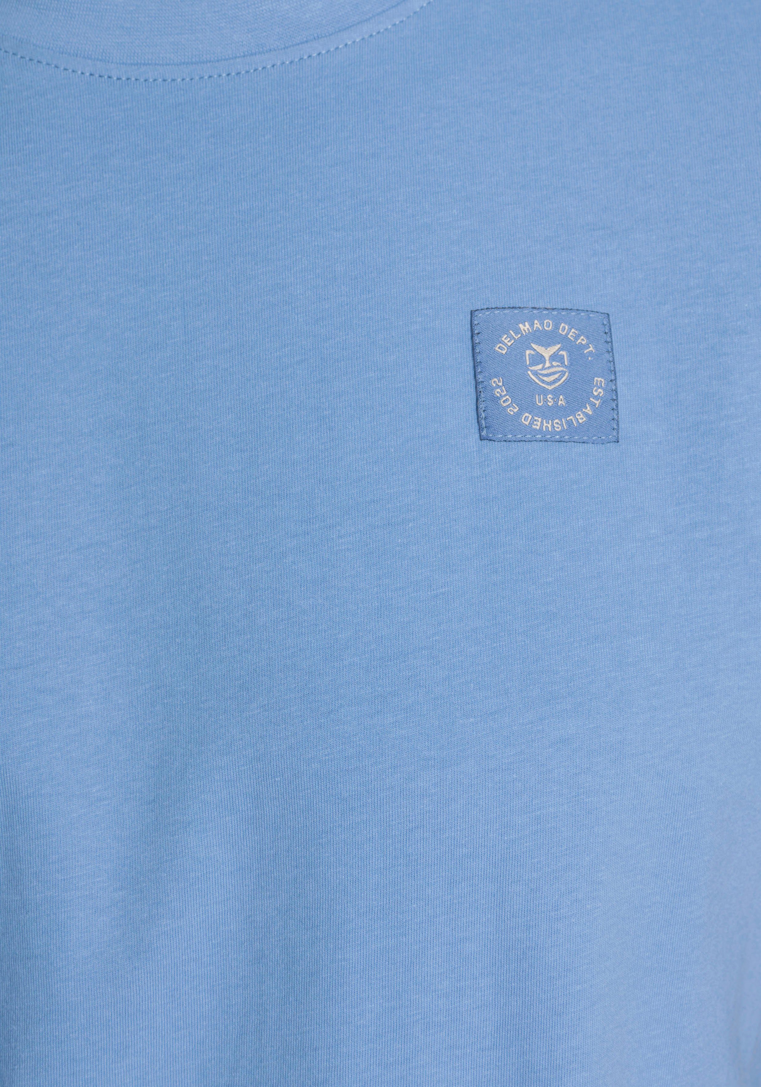DELMAO Shirt met ronde hals Korte mouw, regular fit, basic, van 100% katoen