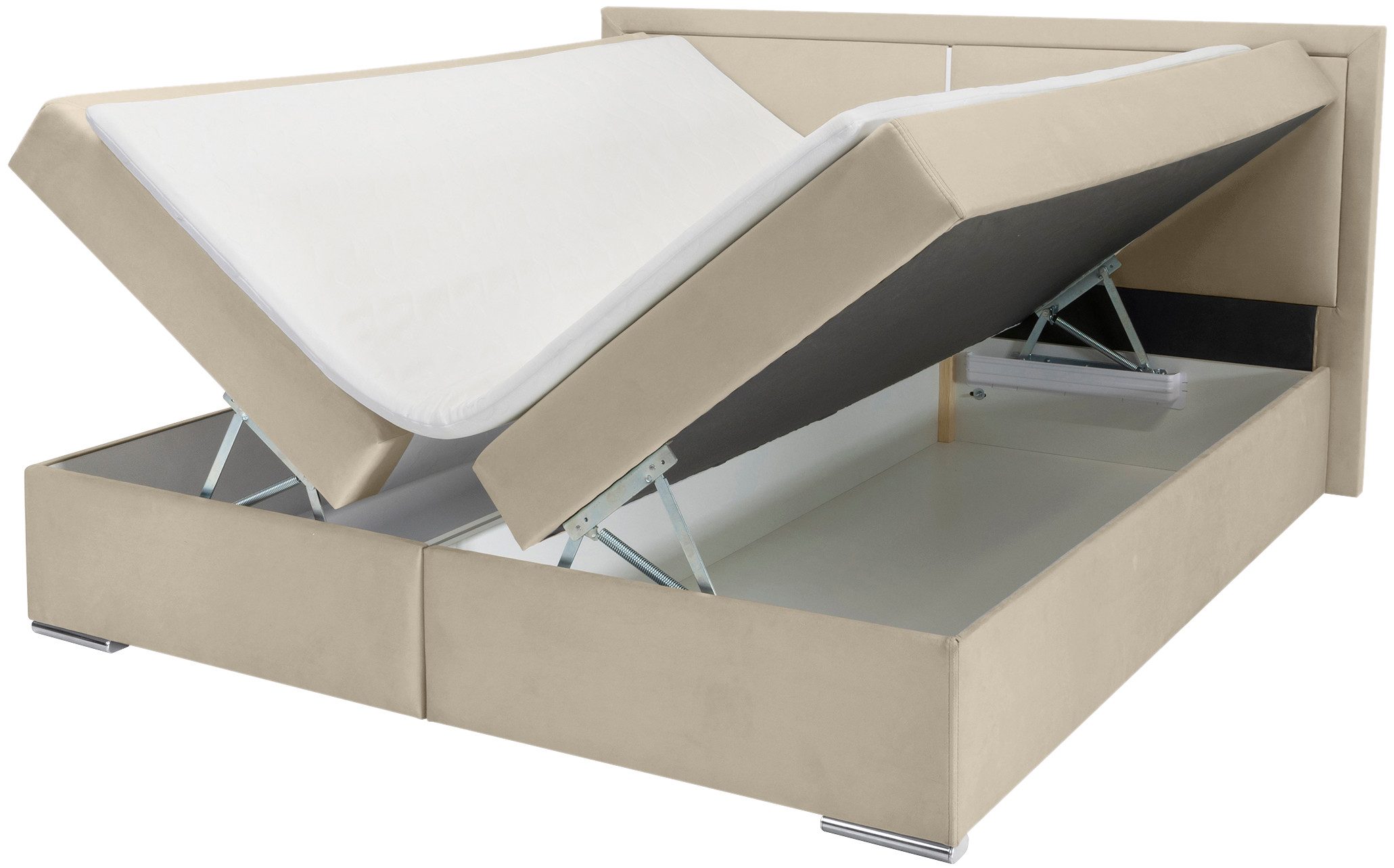 COLLECTION AB Boxspring Athena Incl. LED-verlichting, topper en opbergruimte