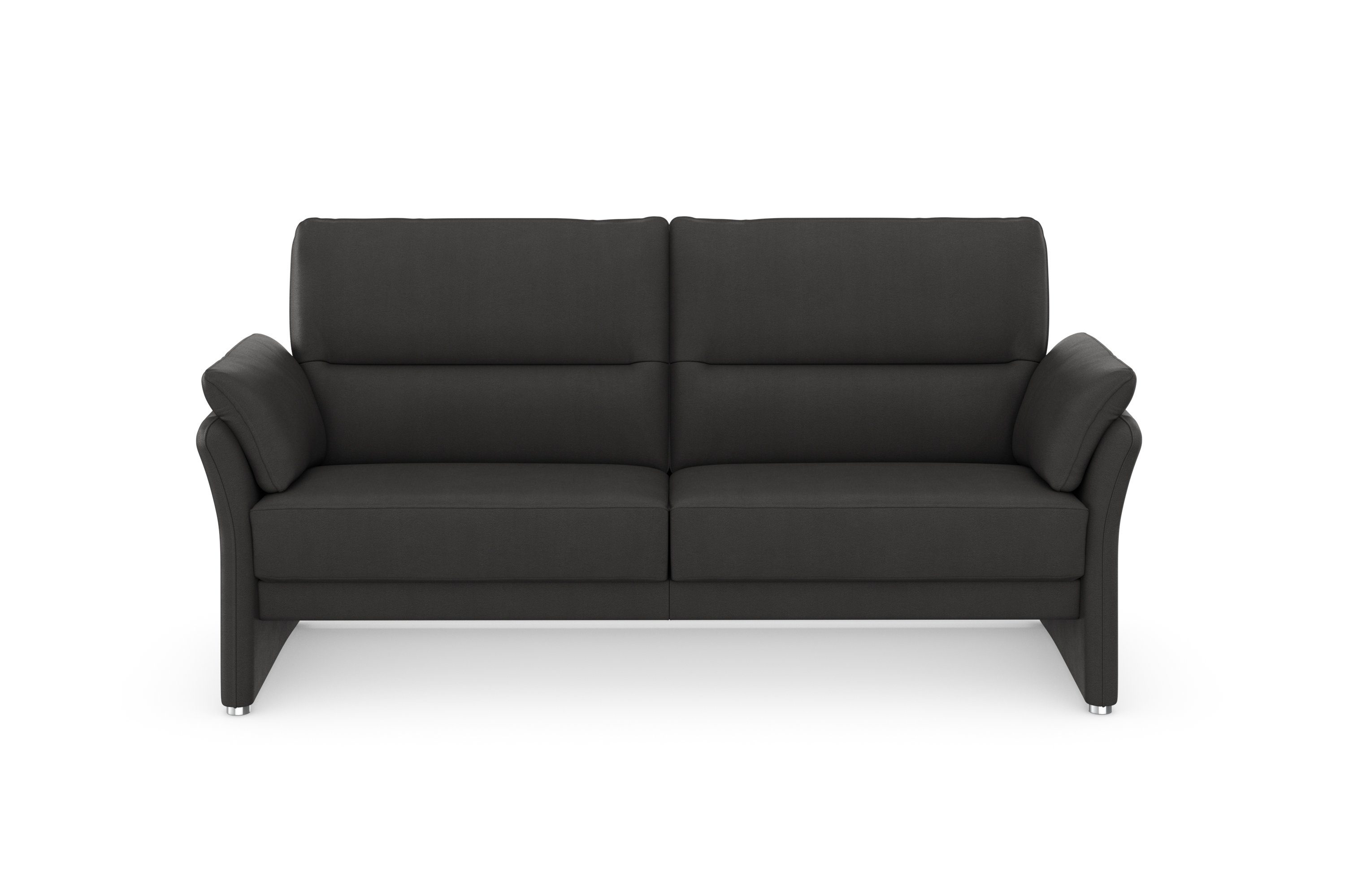 DOMO collection 2,5-zits Pina, smalle armleuningen, met bonellvering, compact & elegant Hoge zitcomfort, luxe microvezel leerlook, rood, breedte 199 cm