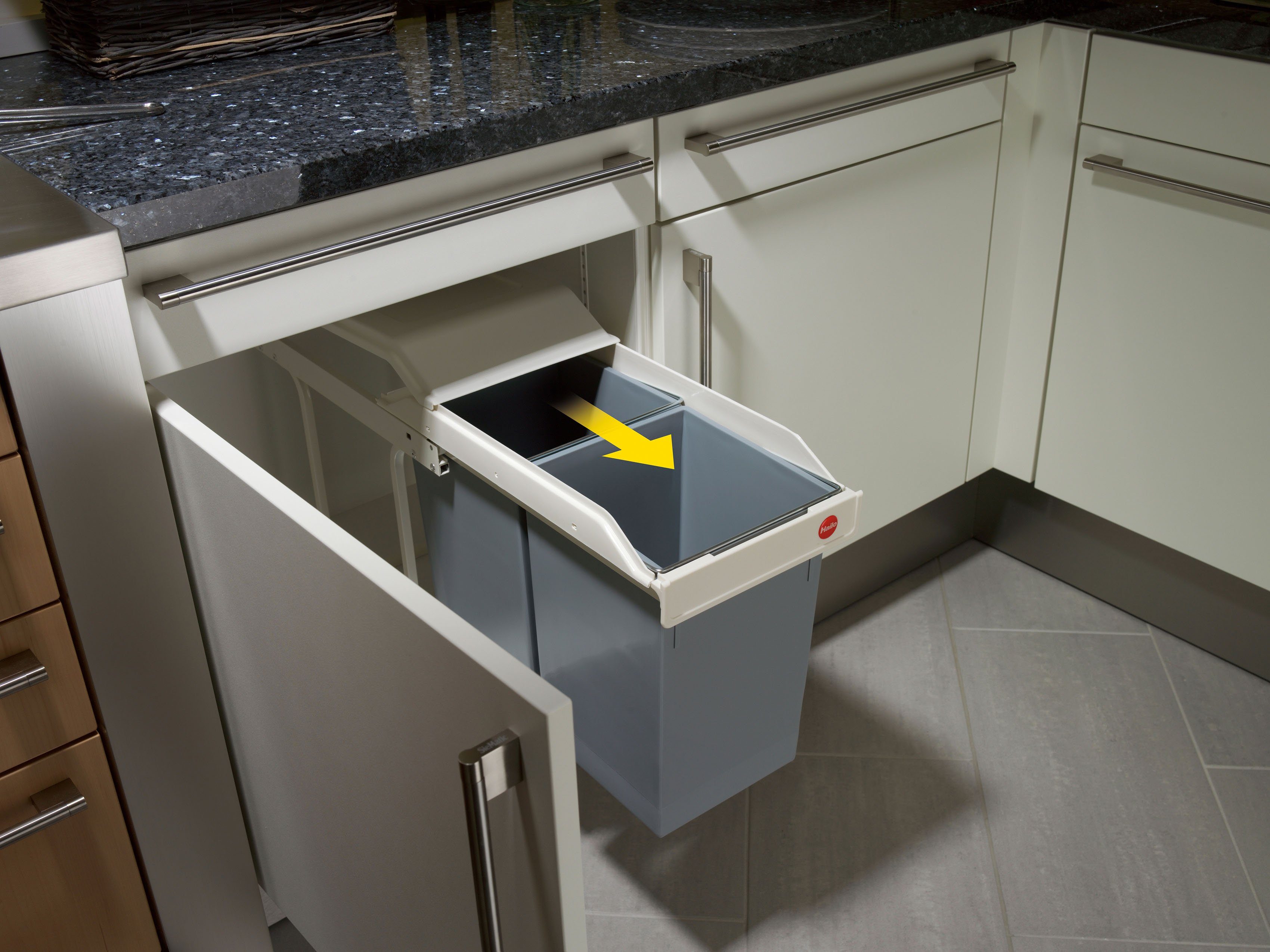 Hailo Inbouwprullenbak Multi-box duo L 28 liter, grijs, kunststof binnenemmer, made in germany