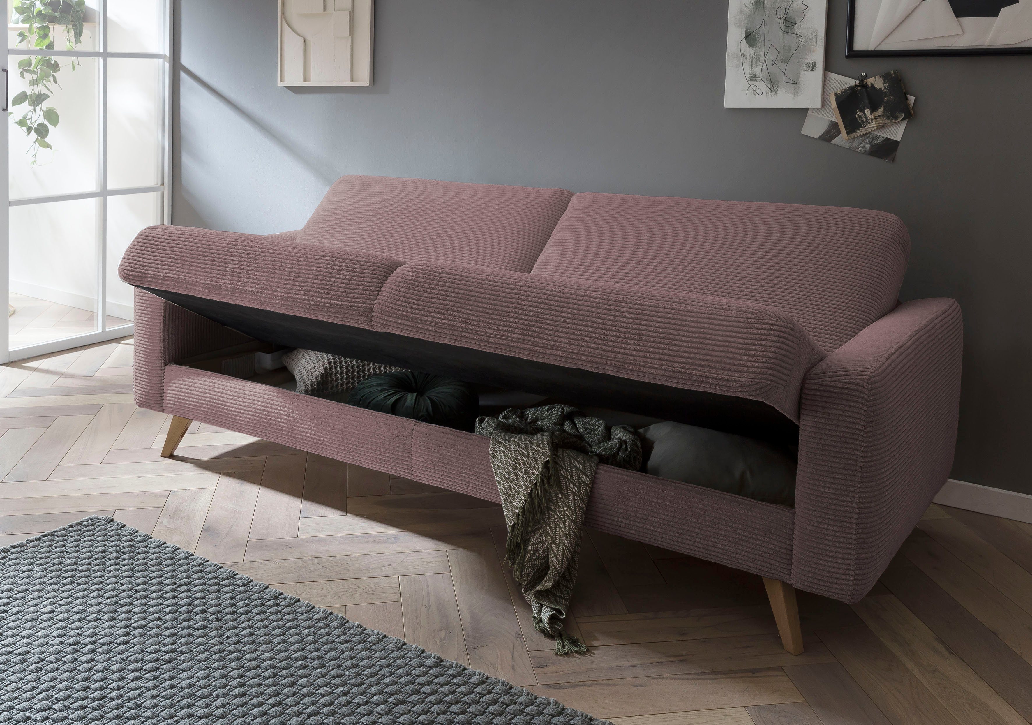 exxpo - sofa fashion 3-zitsbank Samso, elegant en comfortabel, actuele cord bekleding, kantelbank