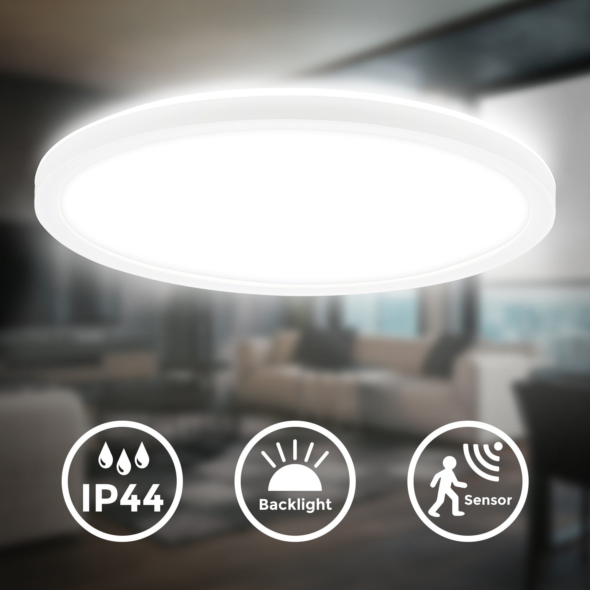 B.K.Licht Led-plafondlamp BKL1604 ultra dunne LED badkamerlamp, met microgolfsensor, IP44
