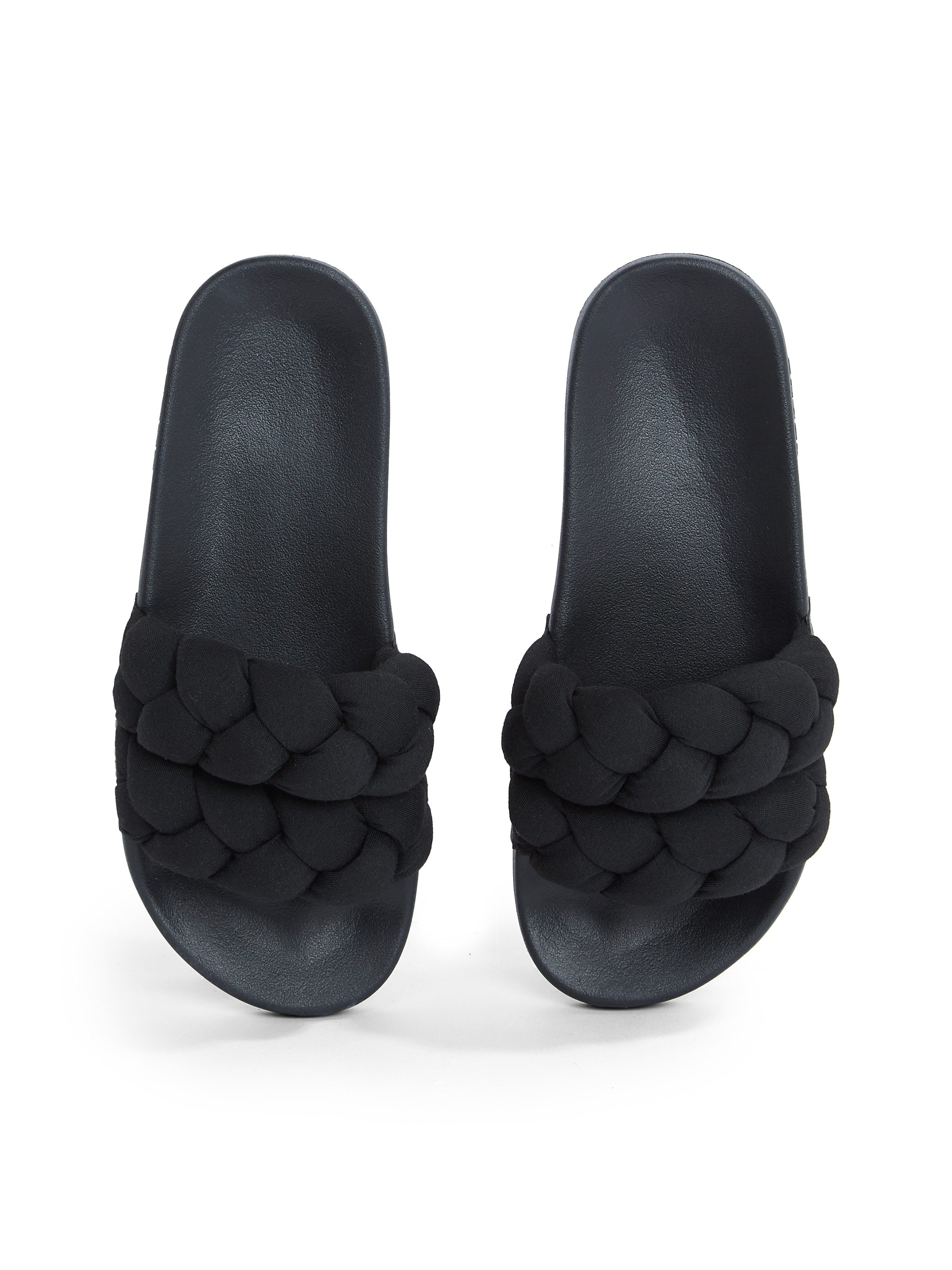 TOMMY JEANS Slippers TJW BRAIDED SLIDE , zomerschoen, flats, instapschoen, gevlochten, gewatteerde bandage