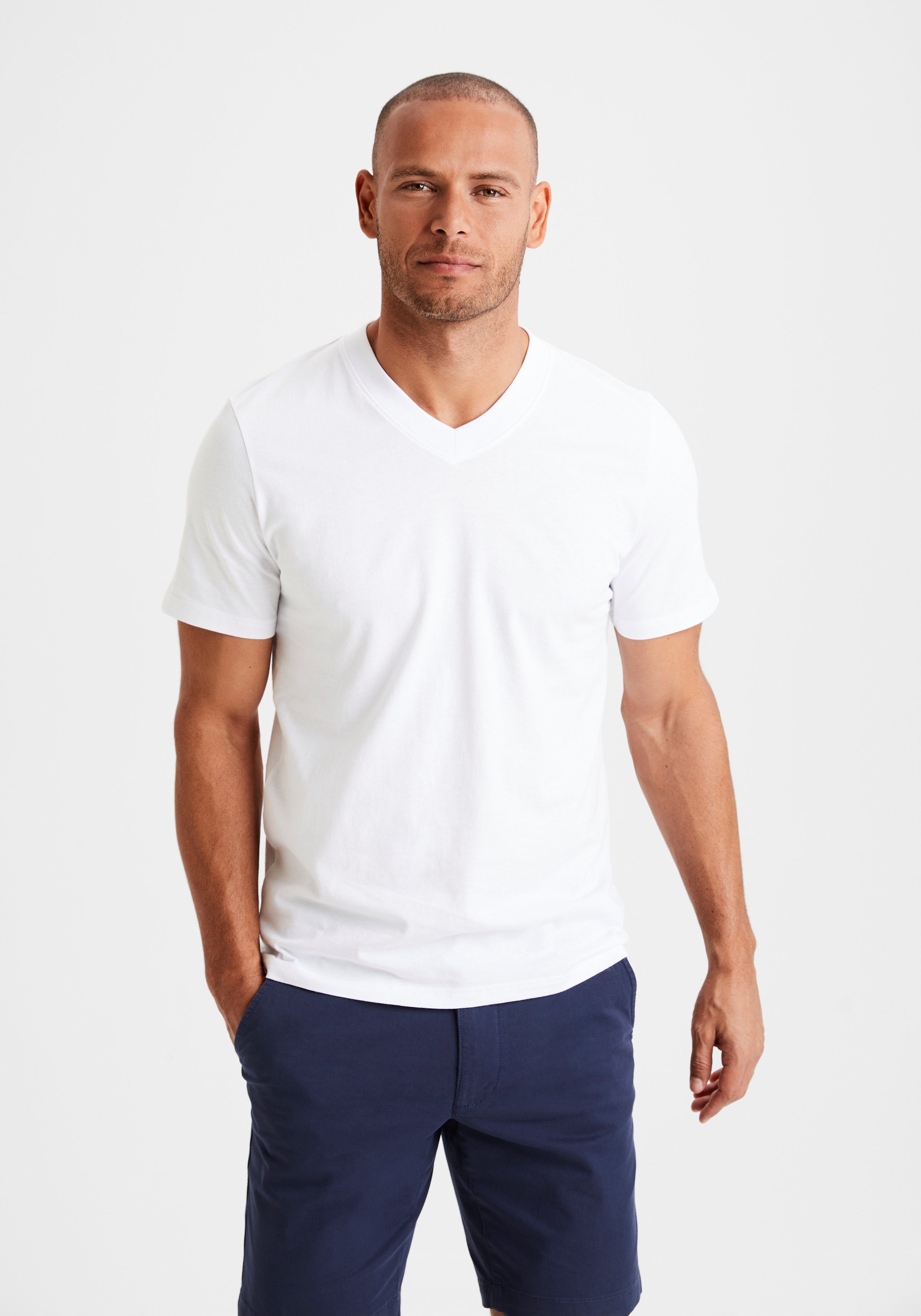 KangaROOS T-shirt Regular fit Vrijetijdsshirt met korte mouwen, V-hals van 100% katoen (Set van 2)