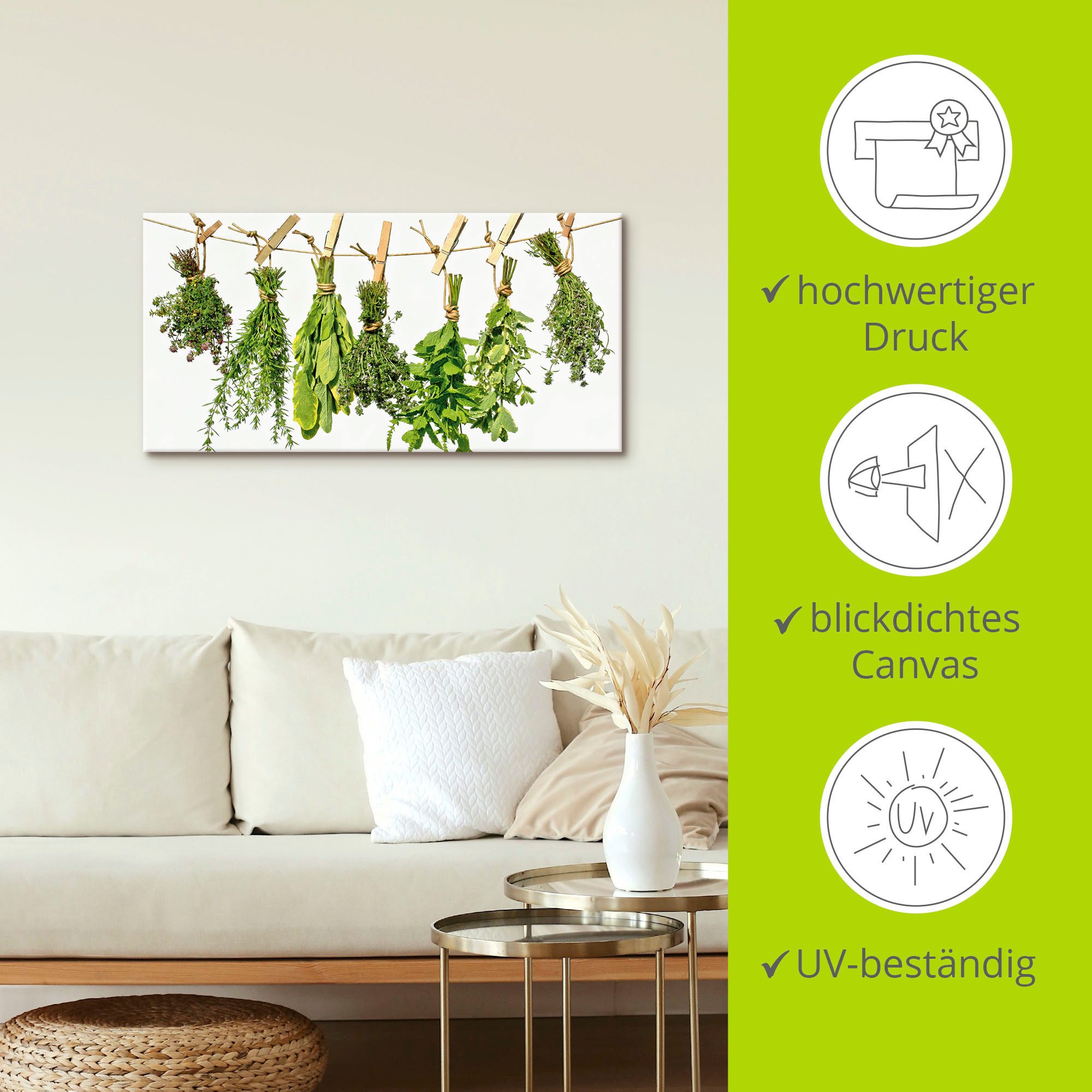 Artland Artprint Kruiden als artprint van aluminium, artprint voor buiten, artprint op linnen, poster, muursticker