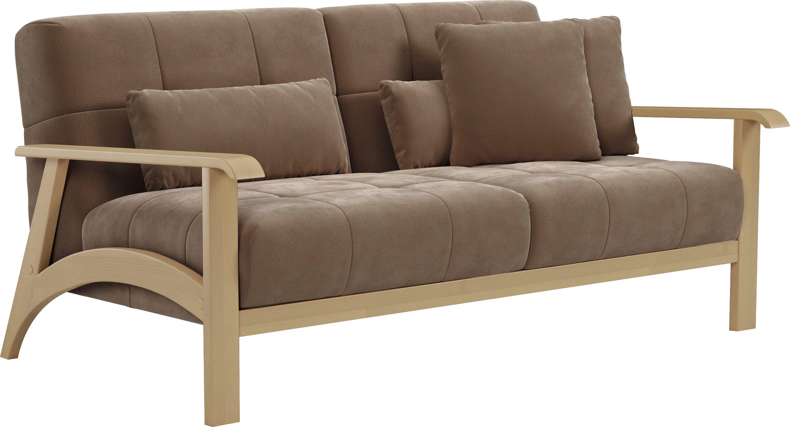 sit&more 2,5-zitsbank Billund Armleuningen van natuurlijk beukenhout, verschillende bekledingen en kleuren