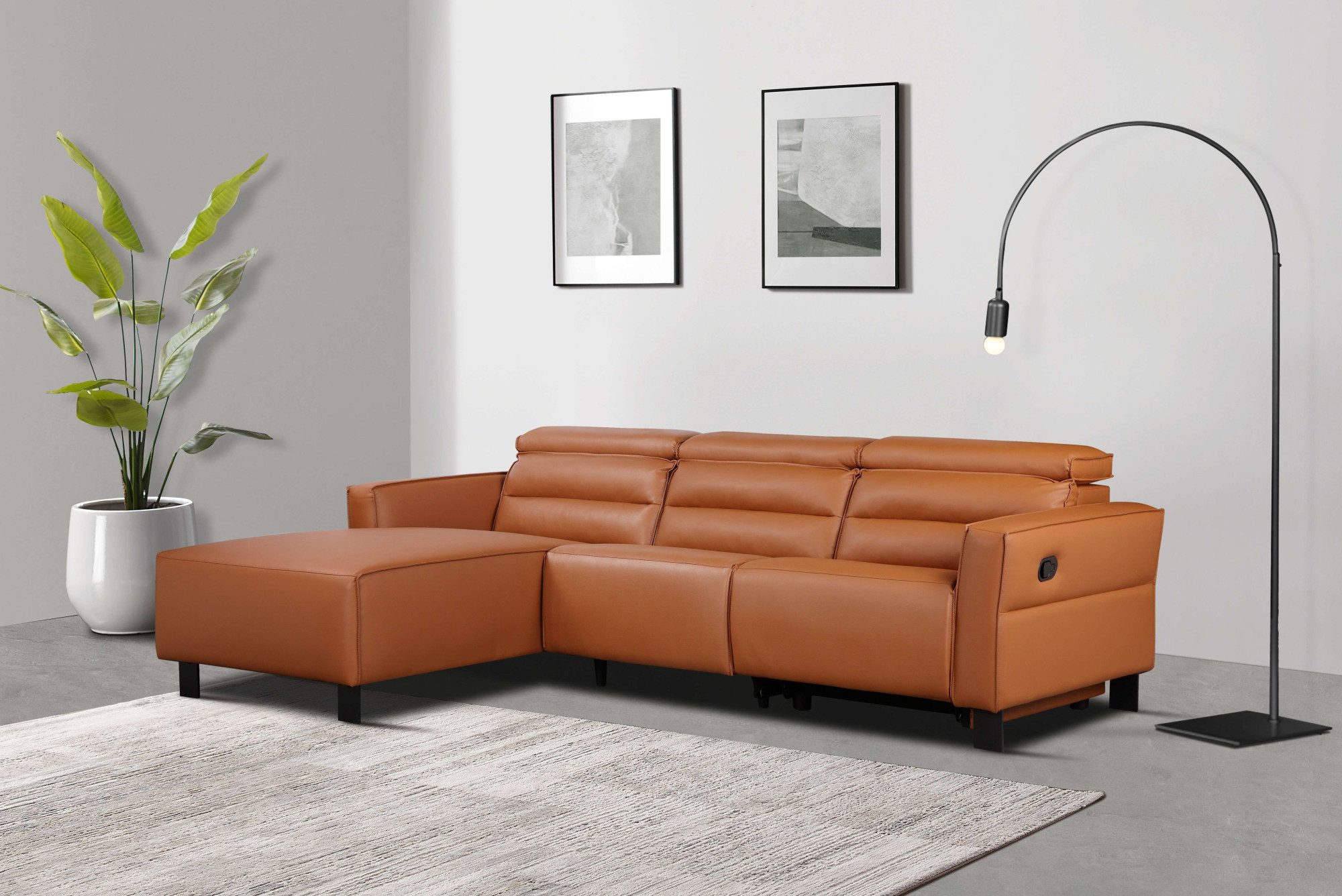 Places of Style Hoekbank Carpari, L-vorm, 263 cm, handmatige of elektrische relaxfunctie