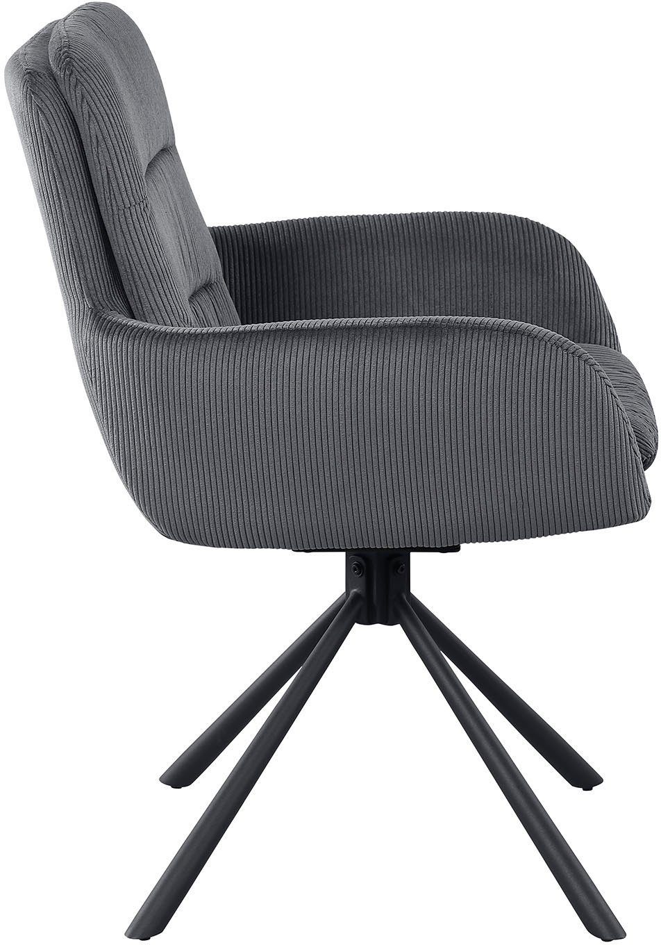 SalesFever Eetkamerstoel Pizzo armstoel Eetkamerstoel met cordstof, 360° draaifunctie (1 stuk)