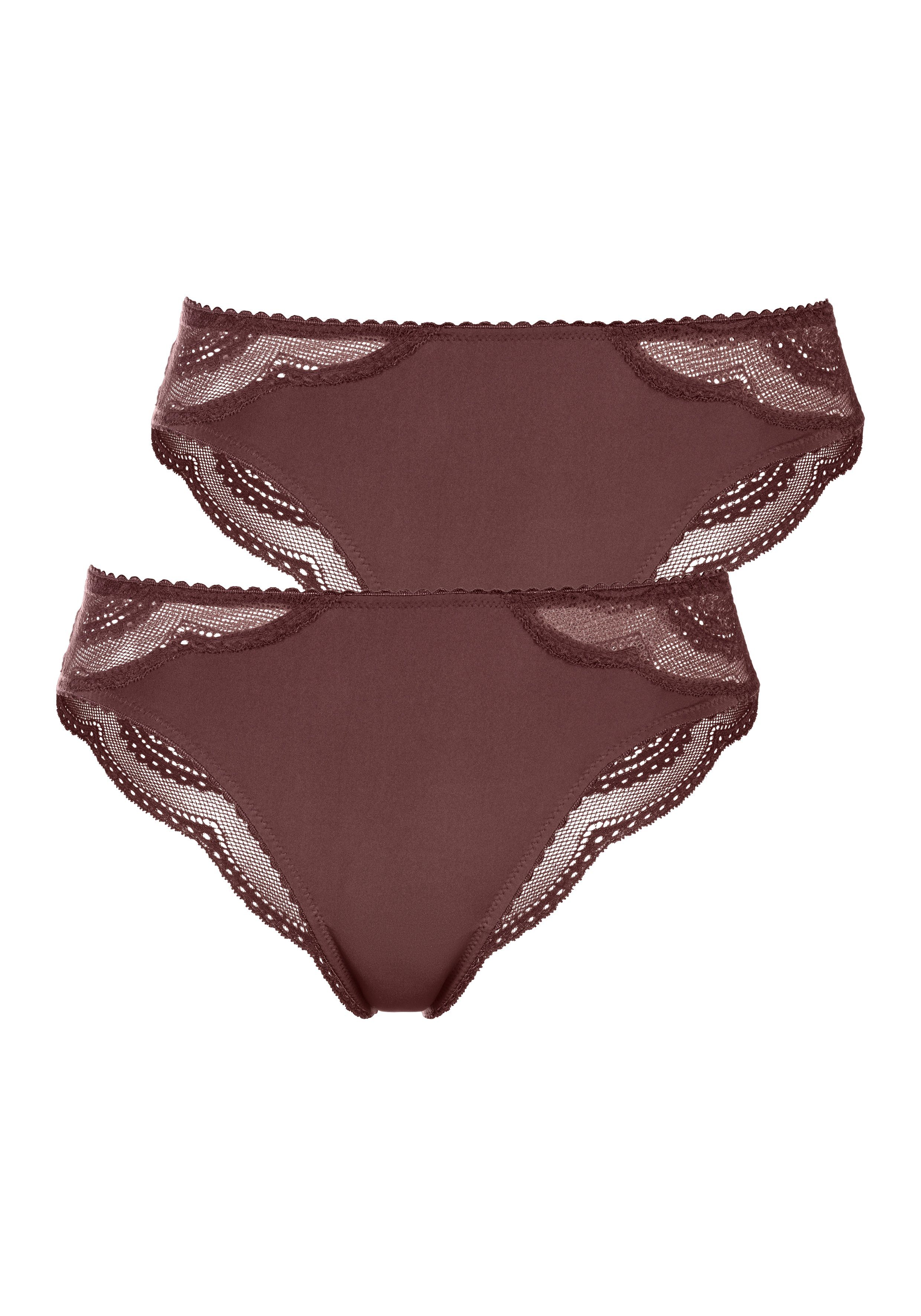 Lascana Brazilian slip met fijne kant (set, 2 stuks) dames hipsters maat 32/34 paars