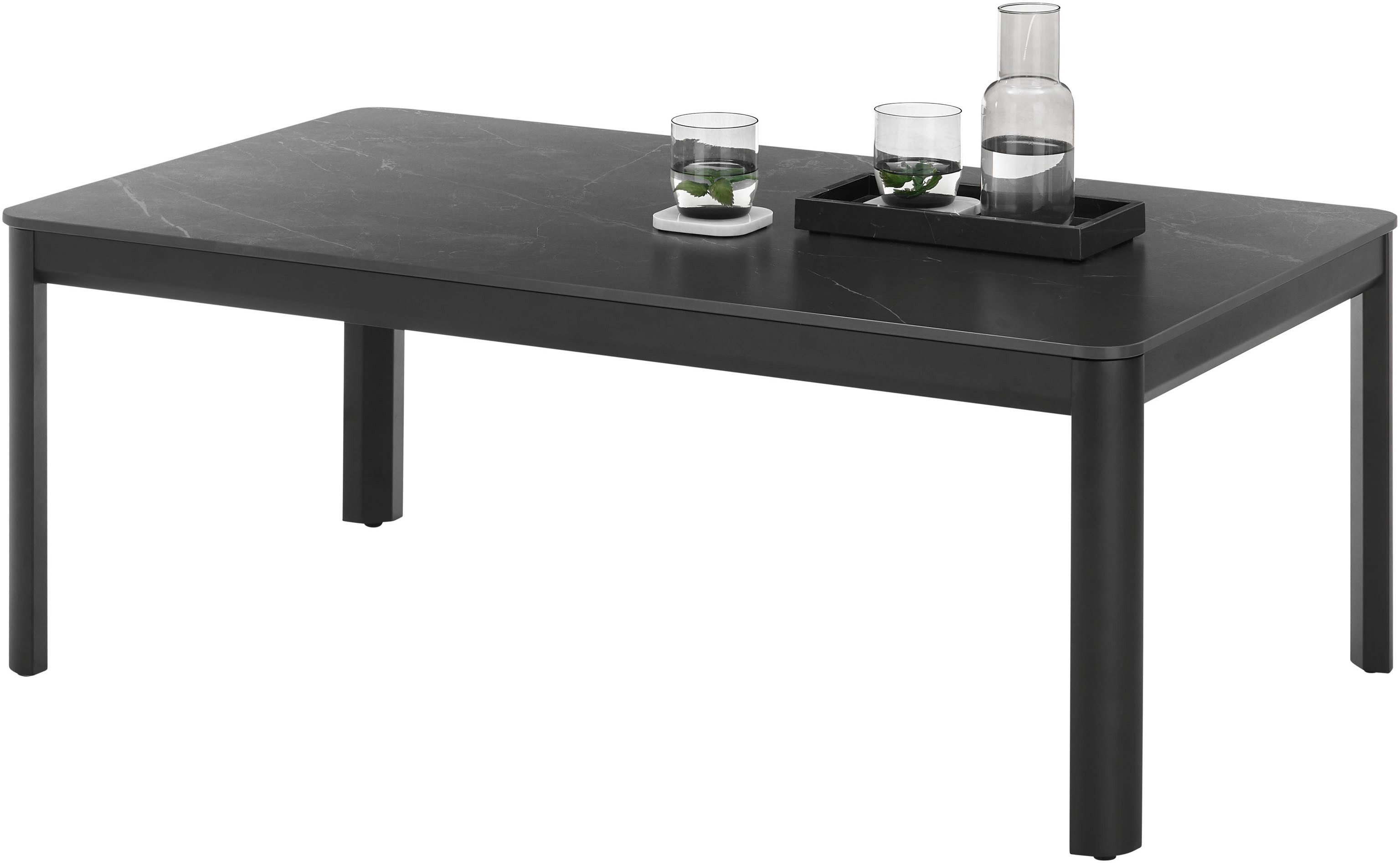 Stolkom Salontafel Lenni salontafel keramiek, zwart gemarmerd BxHxD 120x45x70 cm Keramische oppervlakte zwart gemarmerd, metalen frame mat zwart
