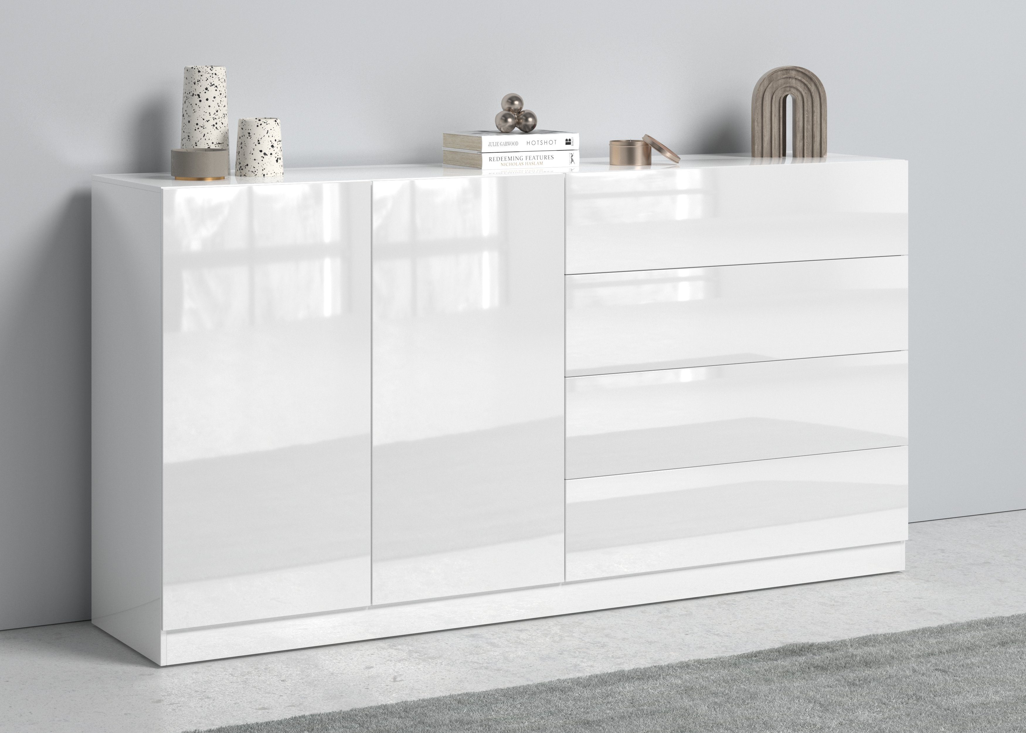 borchardt Möbel Dressoir Vaasa Breedte 152 cm dressoirs maat 152x35x79 cm wit