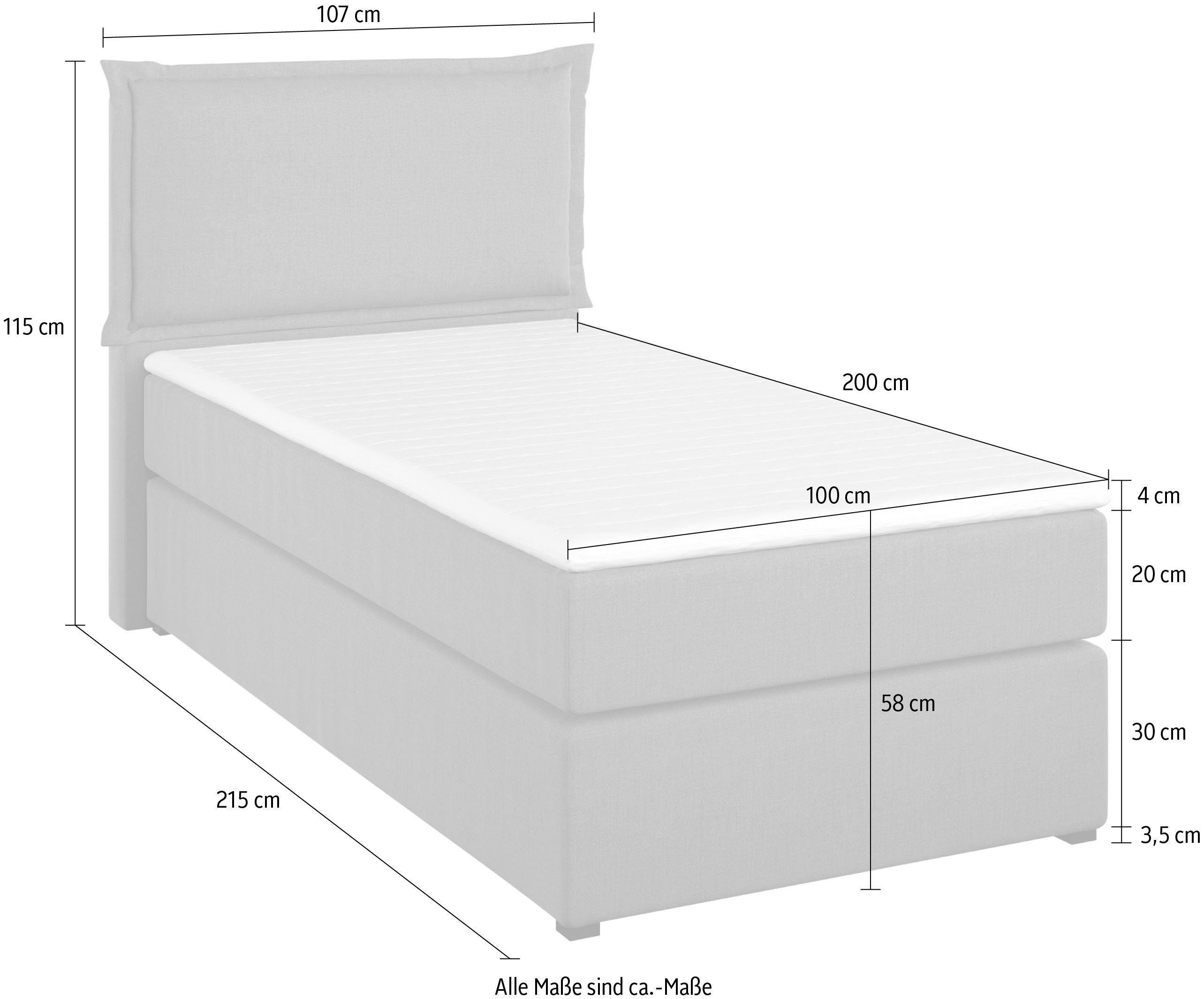 Home affaire Boxspring Lysann 5-voudig verstelbaar hoofdbord, in 4 breedten, 3 matrassoorten