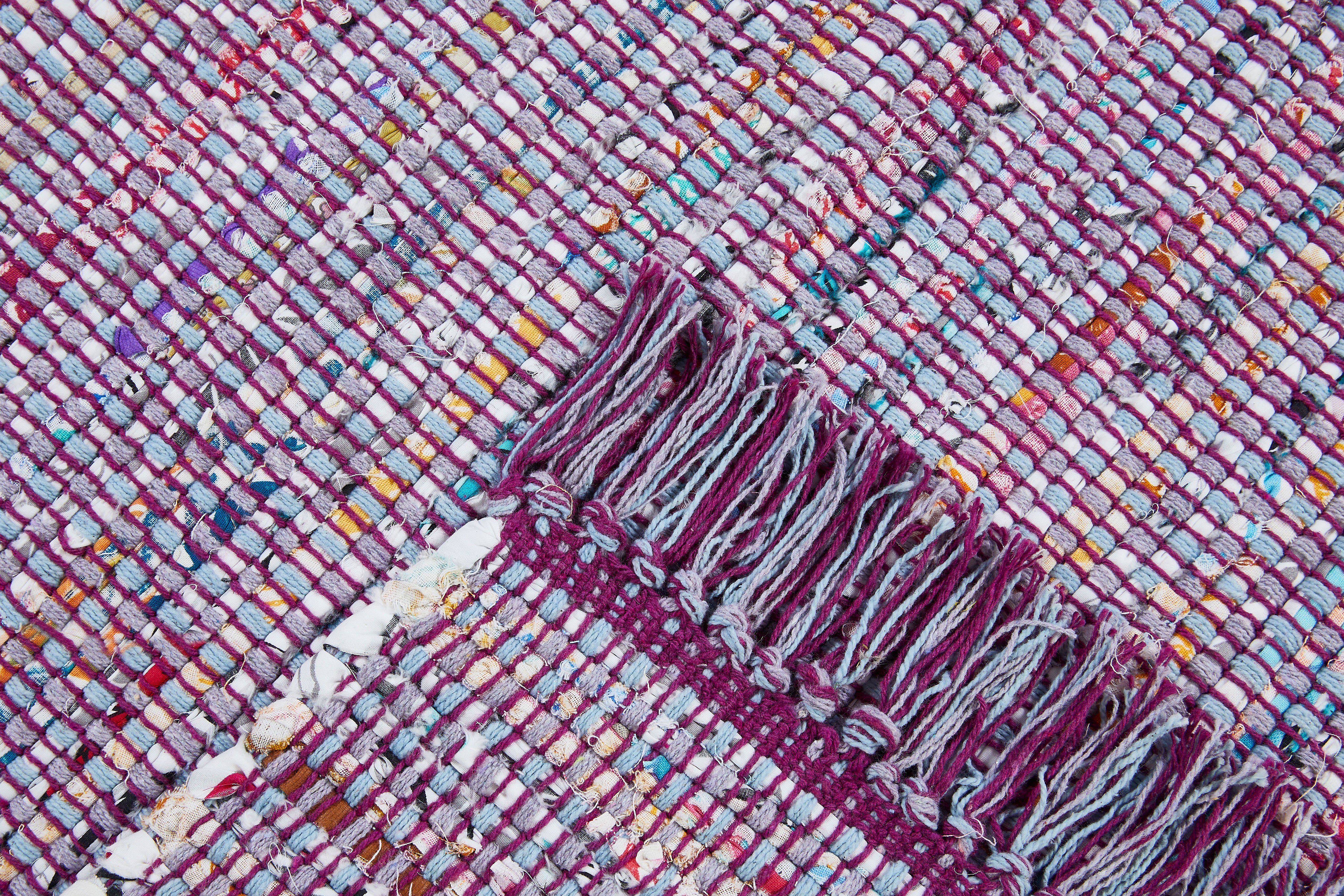 Andiamo Vloerkleed Frida Handgeweven vloerkleed, Fleckerl, puur katoen, met de hand geweven, met franje