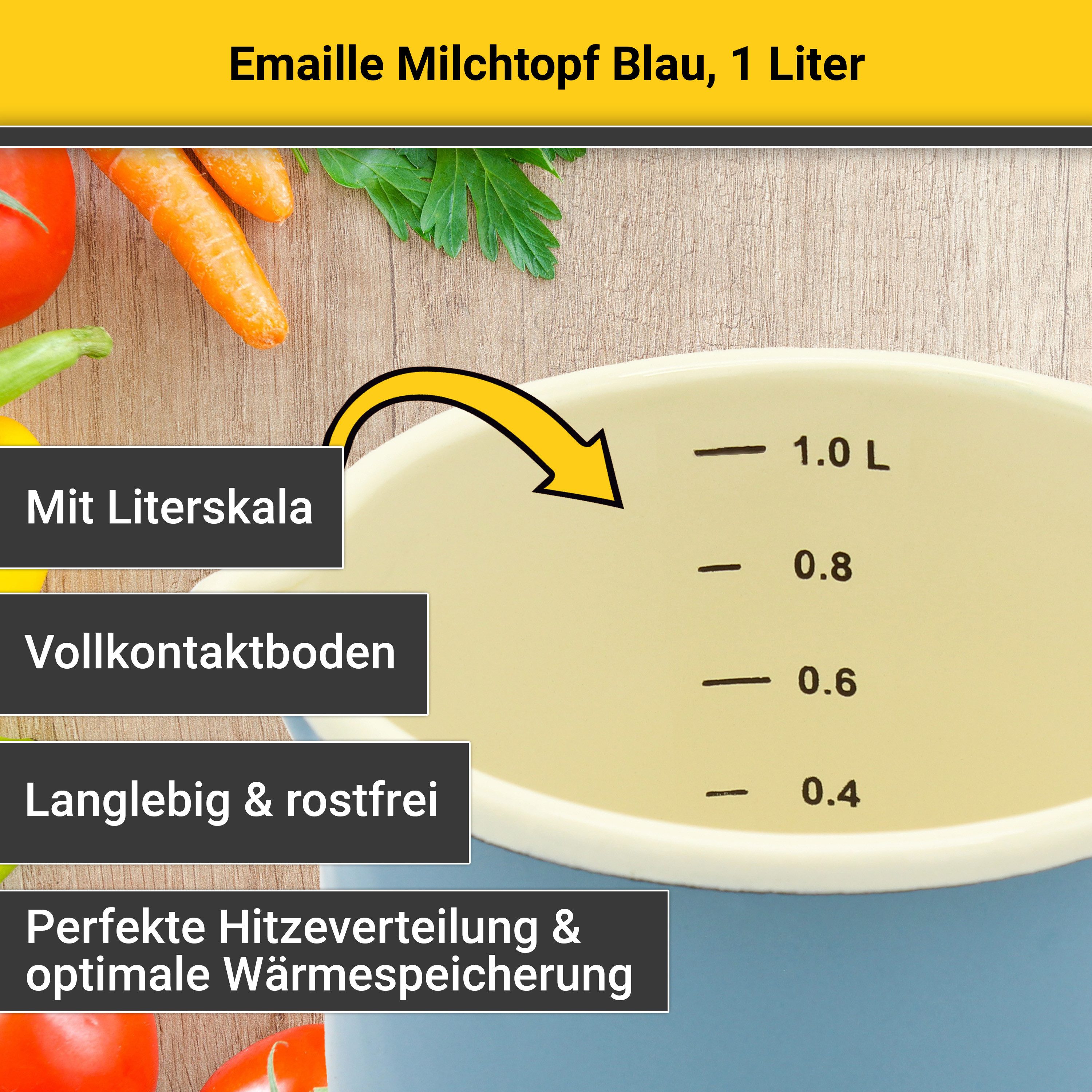 Krüger Melkpannetje Literschaal, 1 liter, geschikt voor inductiekookplaten (1-delig)