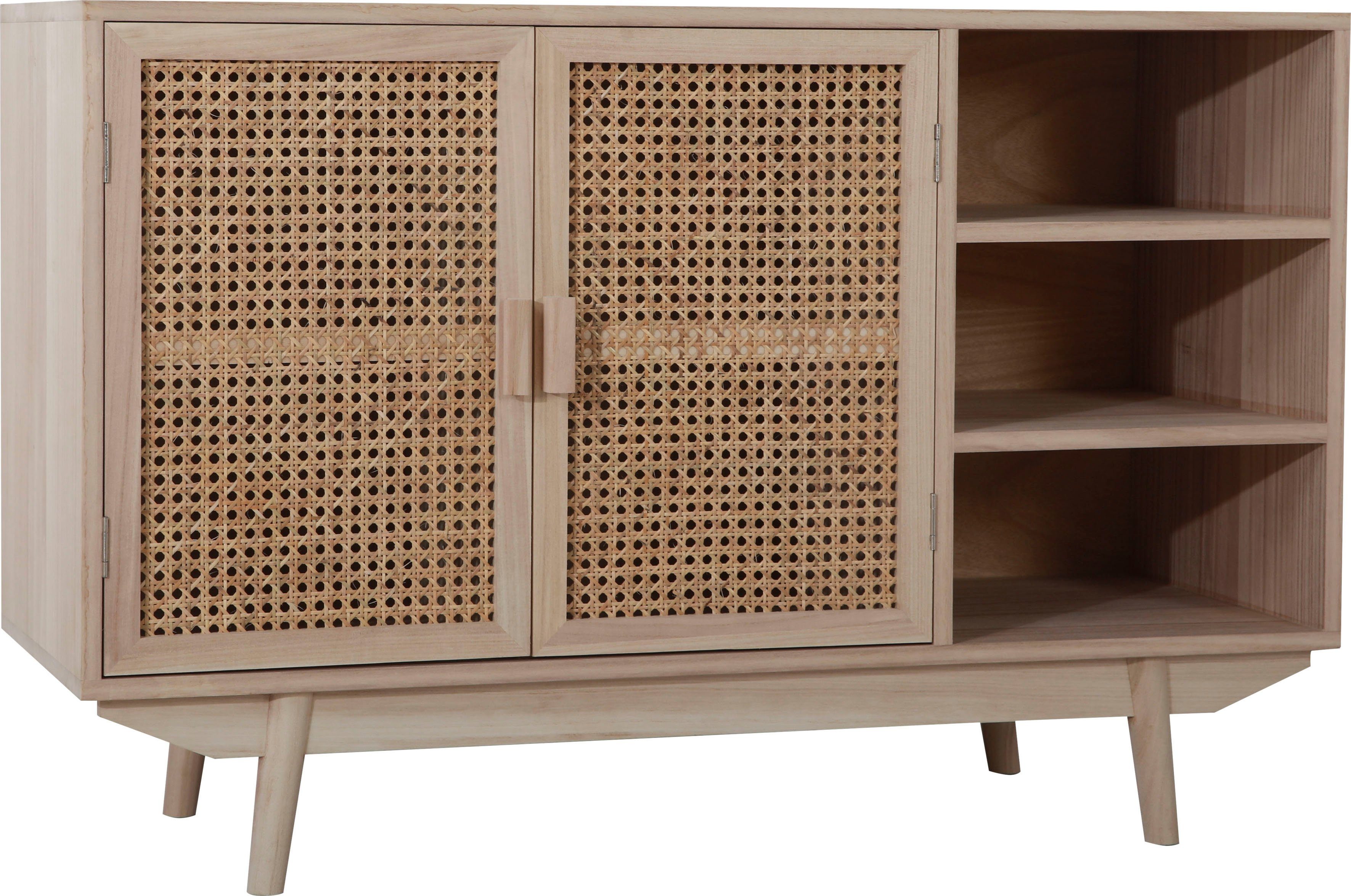 SalesFever Dressoir kast met deurfronten van rietweefsel, weens weefsel