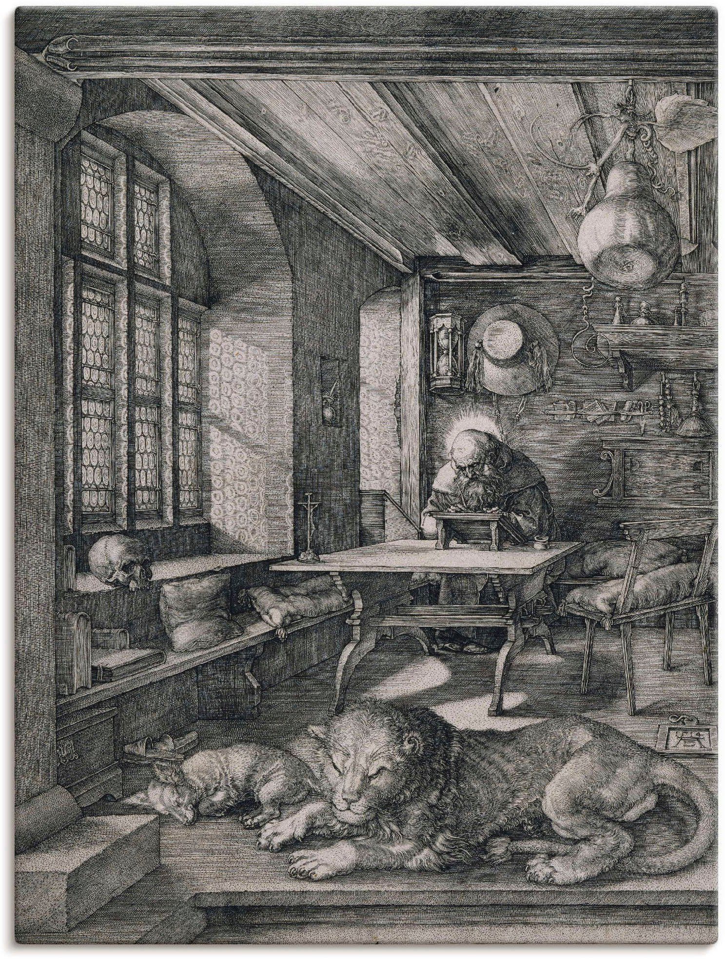 Artland Artprint op linnen Hiëronymus in een kist. 1514 foto schilderijen zwart