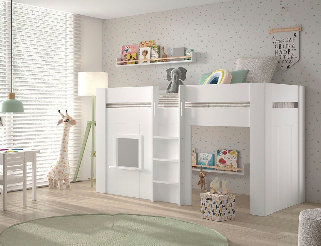 Vipack Hoogslaper Reno, een geweldig hutbed met hoge stabiliteit, wit gelakt