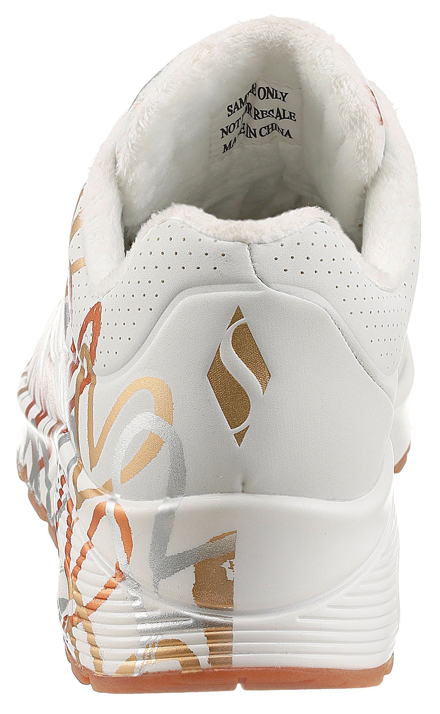 Skechers Sneakers UNO - METALLIC LOVE Vrijetijdsschoen, lage schoen, veterschoen met trendy metallic-print