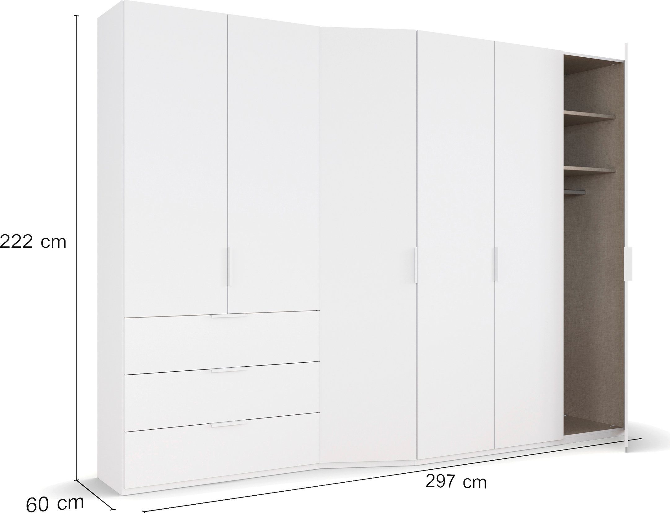 rauch Draaideurkast Kledingkast kast garderobe waskast WAVE in 2 verschillende diepten, met soft-close functie made in germany