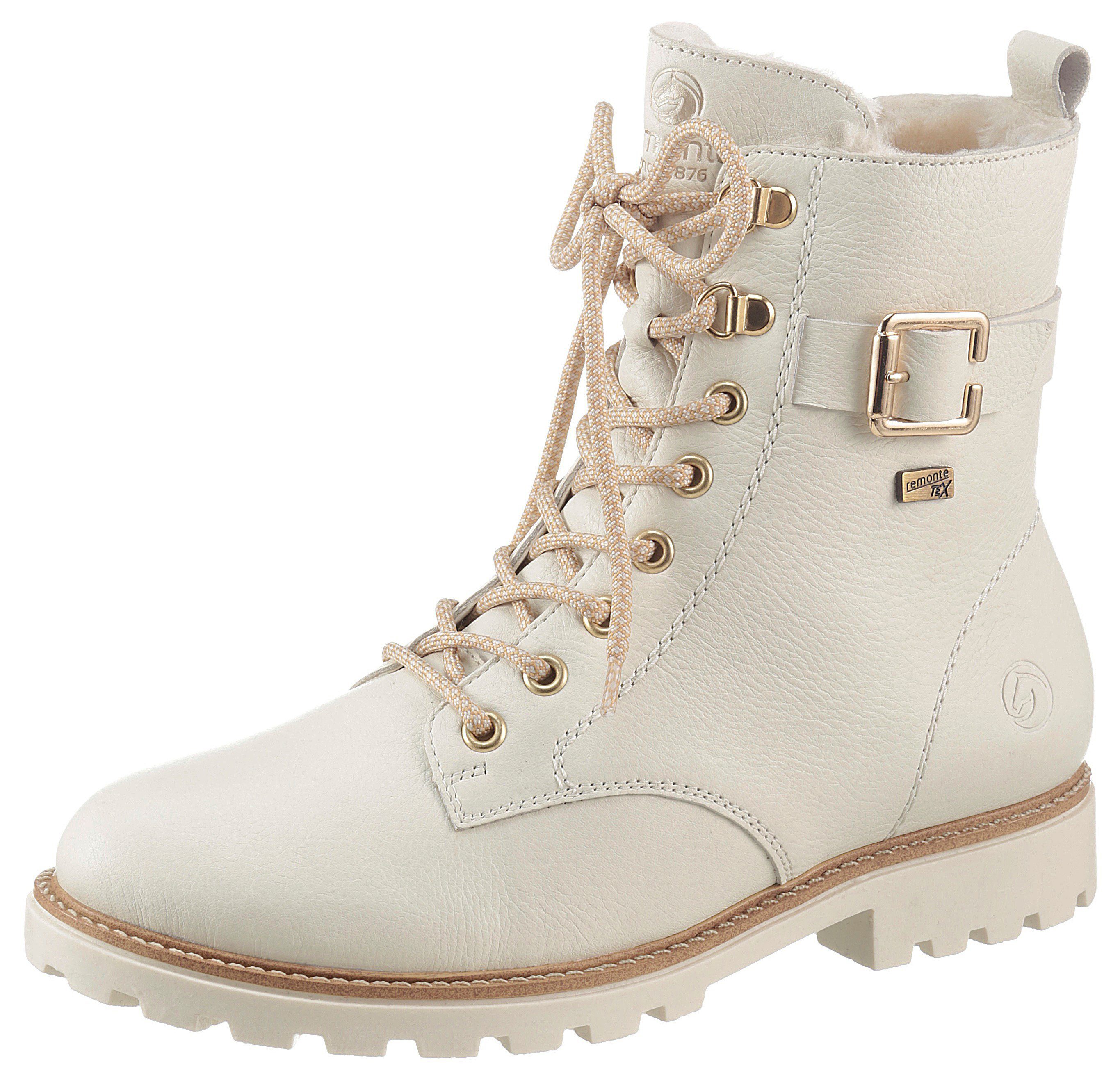 Remonte Winterlaarzen , blokhak, veterschoenen, outdoorschoen met decoratieve gesp dames winterlaarsjes maat 43 EU wit