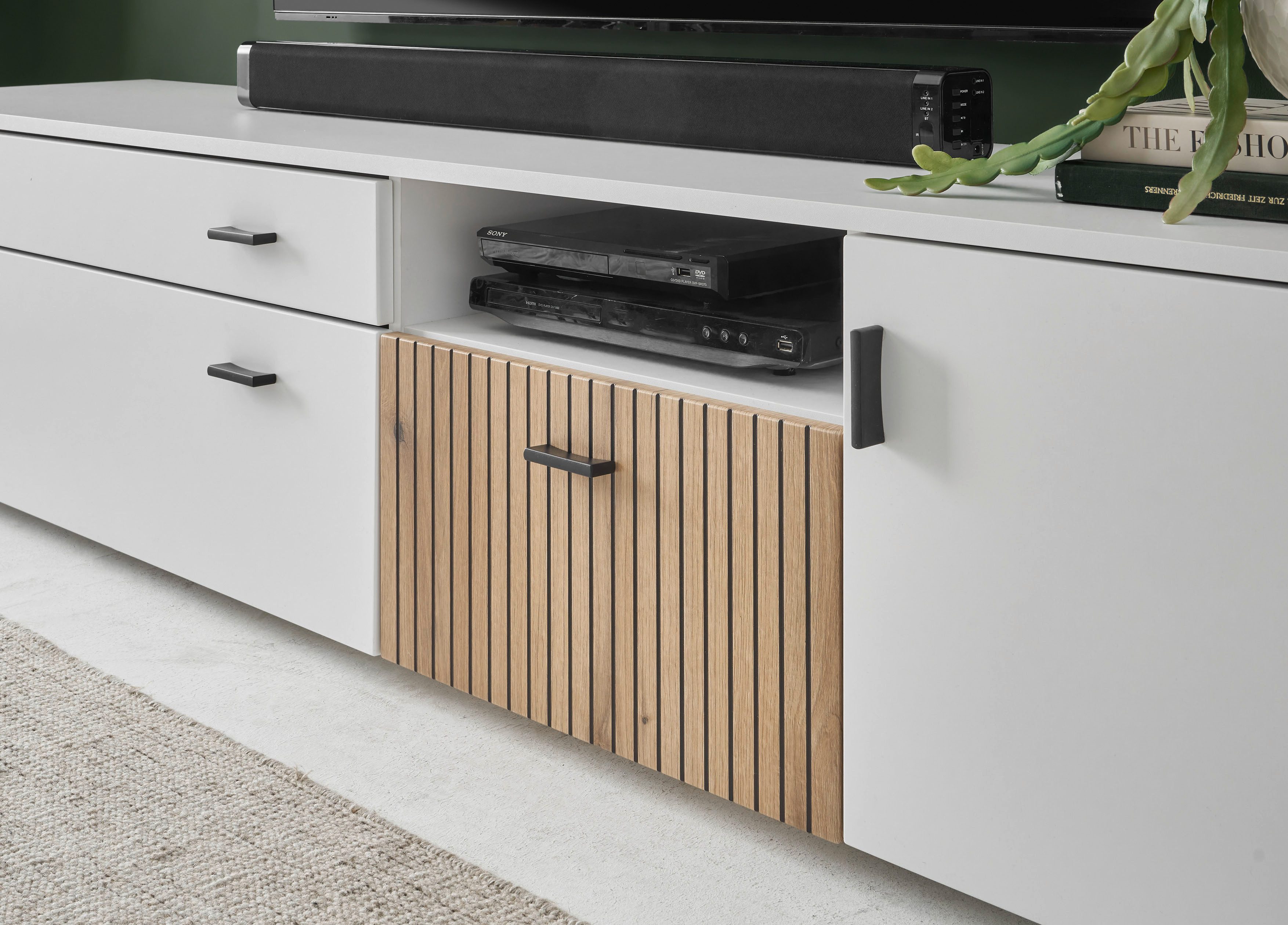 INOSIGN Tv-meubel Hudson in moderne trendkleur, handgrepen van metaal (zwart), breedte 200 cm
