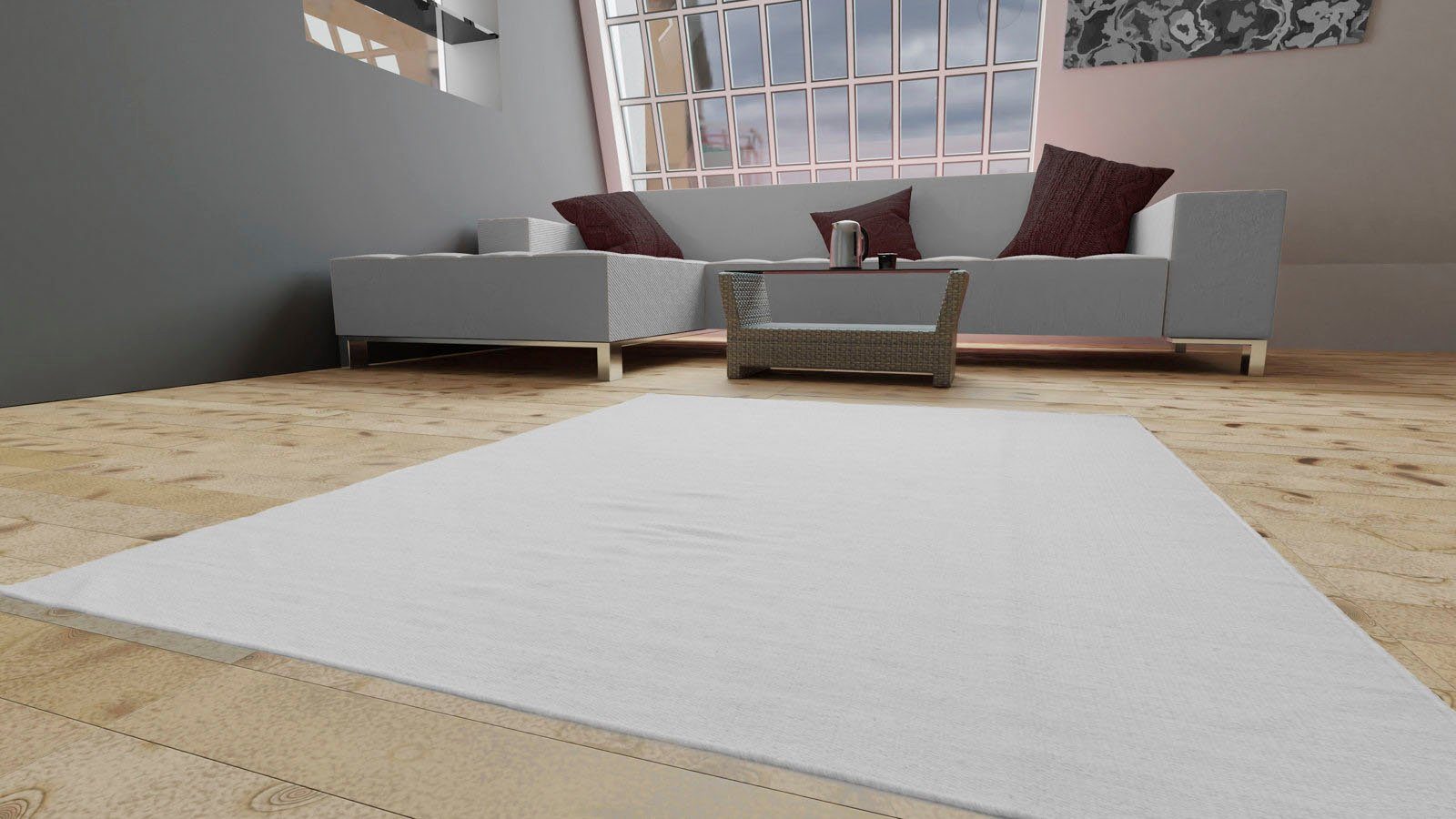 morgenland Wollen kleed KELIM FANCY UNI zuivere wol, keerbaar, uni, woonkamer