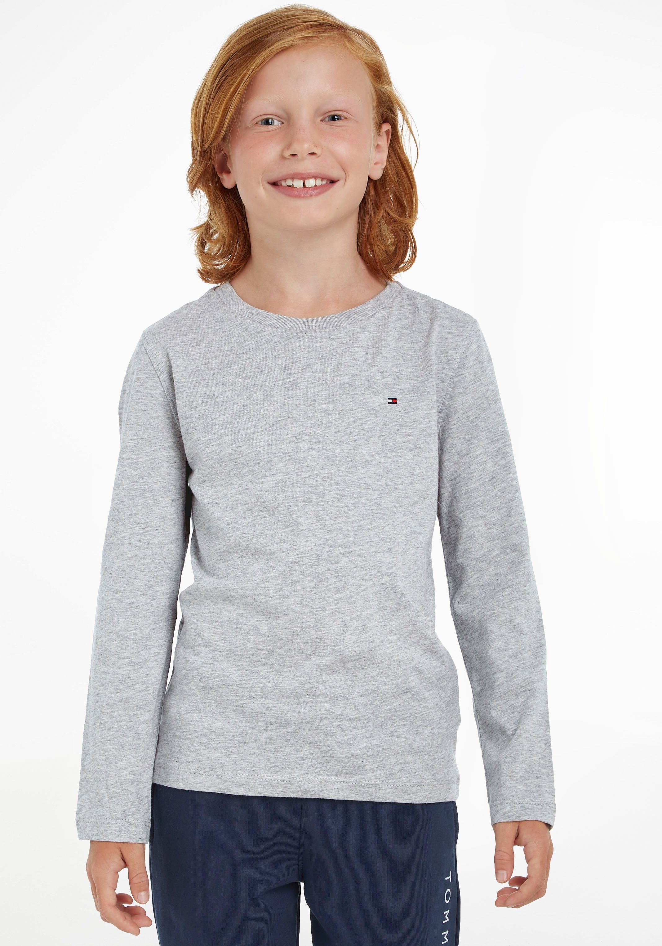 tommy hilfiger shirt met lange mouwen boys basic cn knit l-s grijs