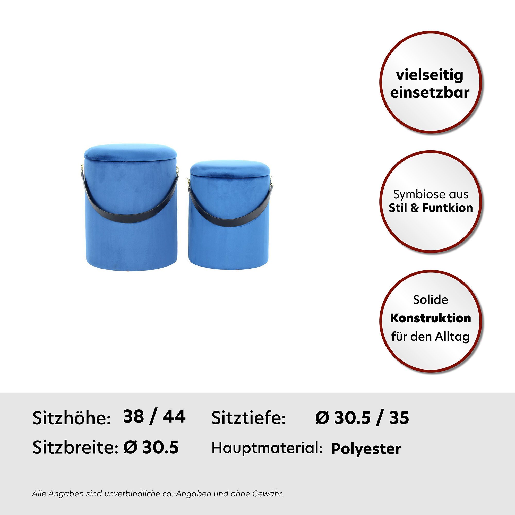 Kayoom Hocker Arabella 125 2-set, afneembare zitting, opbergruimte aan de binnenkant (set, 2 stuks)