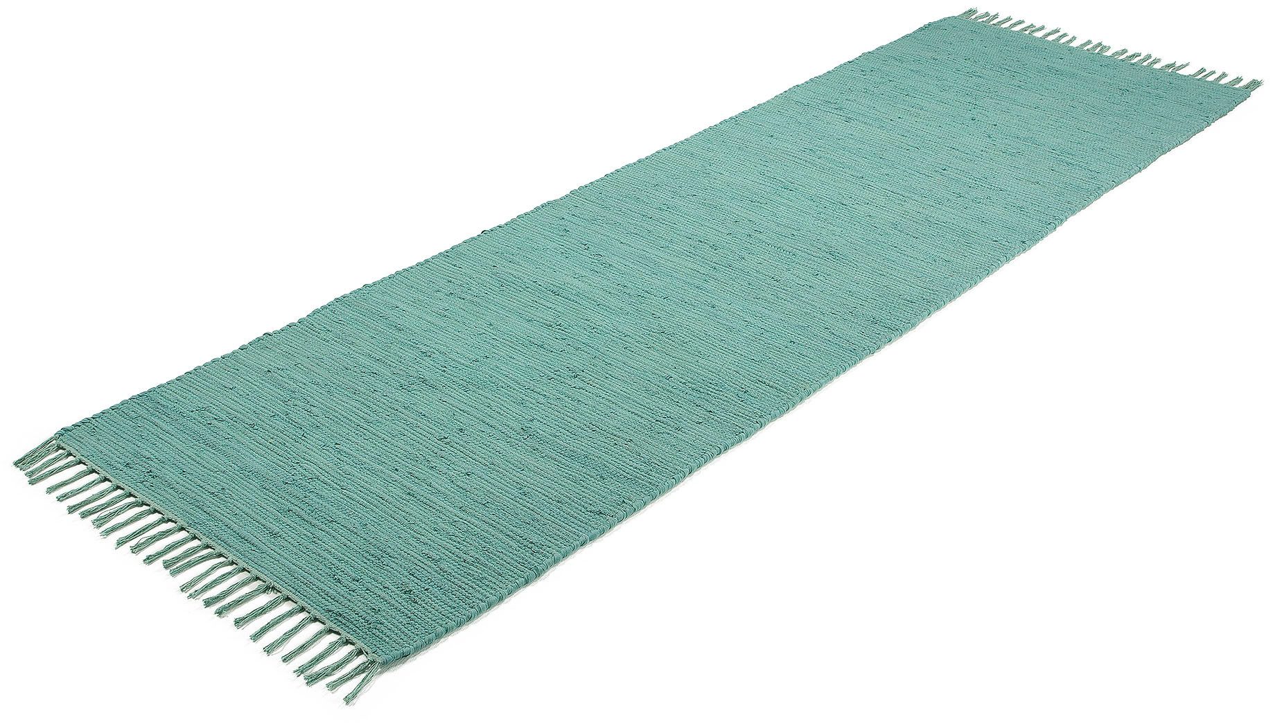 carpetfine Vloerkleed Kelim Chindi uni , auch als Läufer Tweezijdig te gebruiken kleed, puur katoen, met de hand geweven, unikleuren, met franje