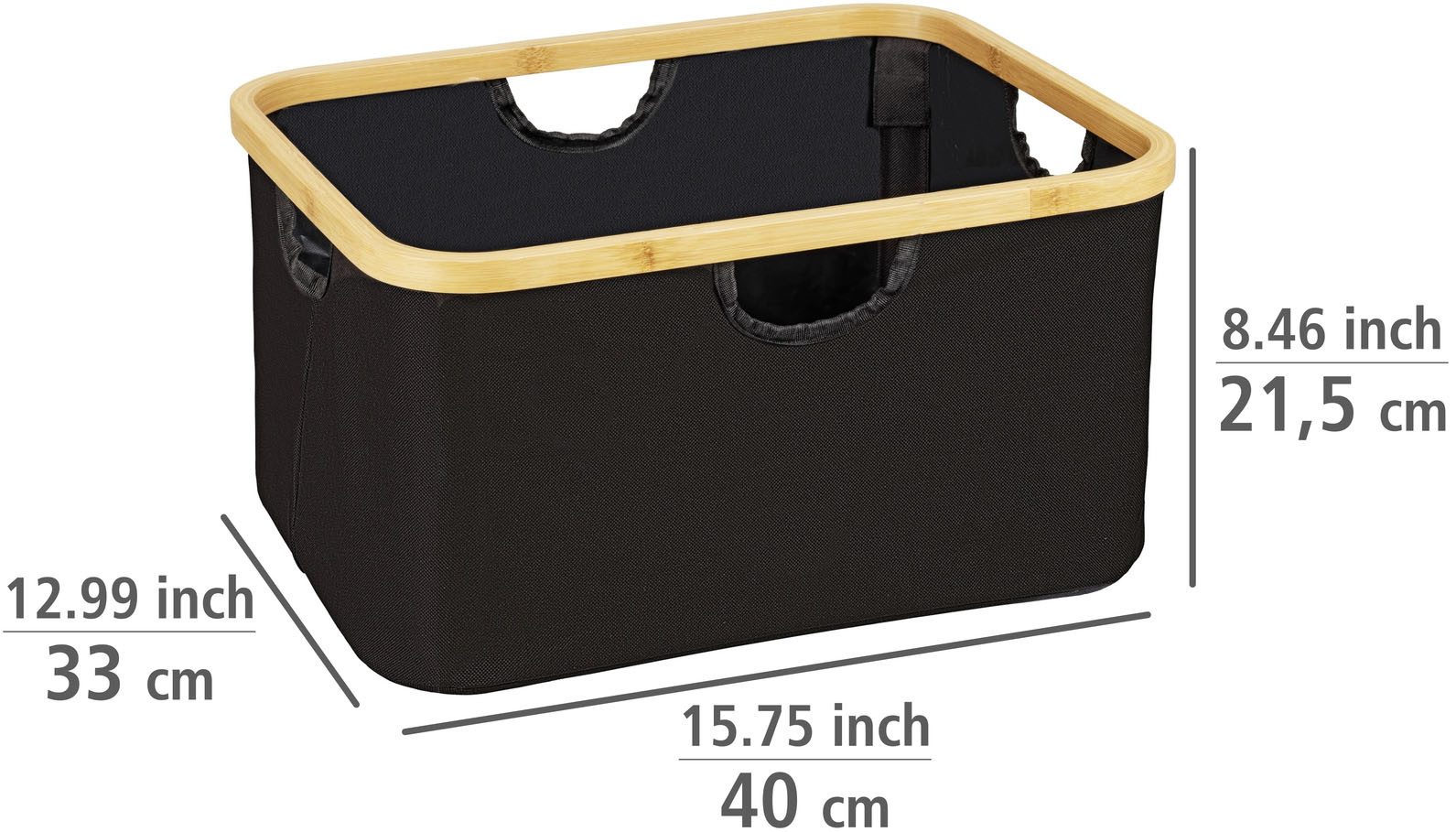 WENKO Wasmand Modell Ecori Opbergmanden, gerecycled polyester met bamboe frame (set, 2 stuks)