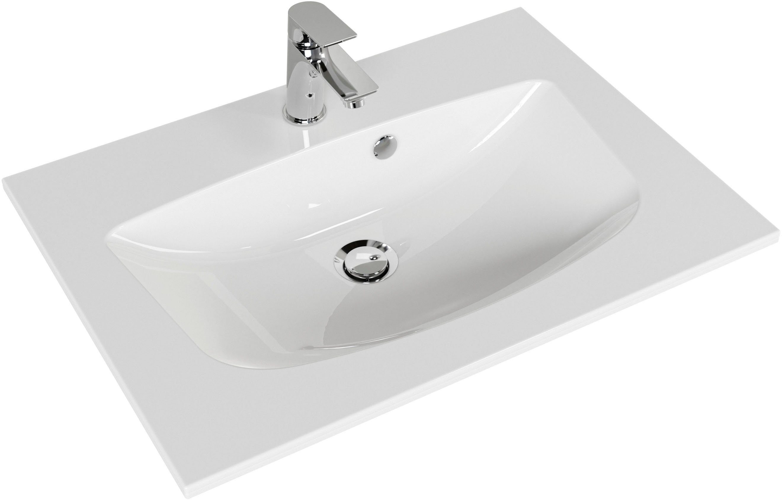 Saphir Wastafelonderkast Serie 6025 mineraalmarmeren wastafel met onderkast, 67 cm breed (2-delig)