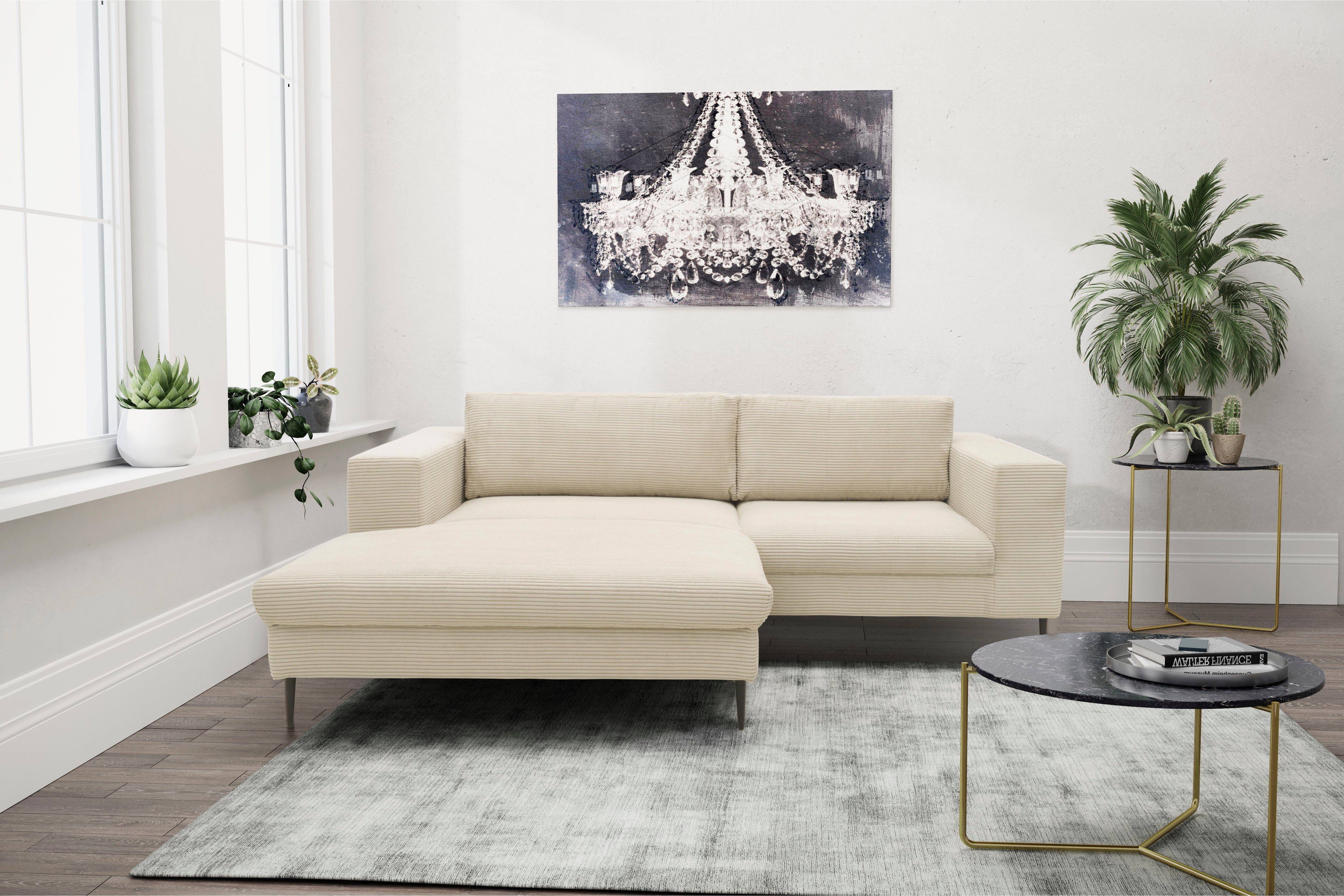 DOMO collection Hoekbank Modica compact en elegant, breedte 244, L-vorm beige, hoekbanken, Recamiere links