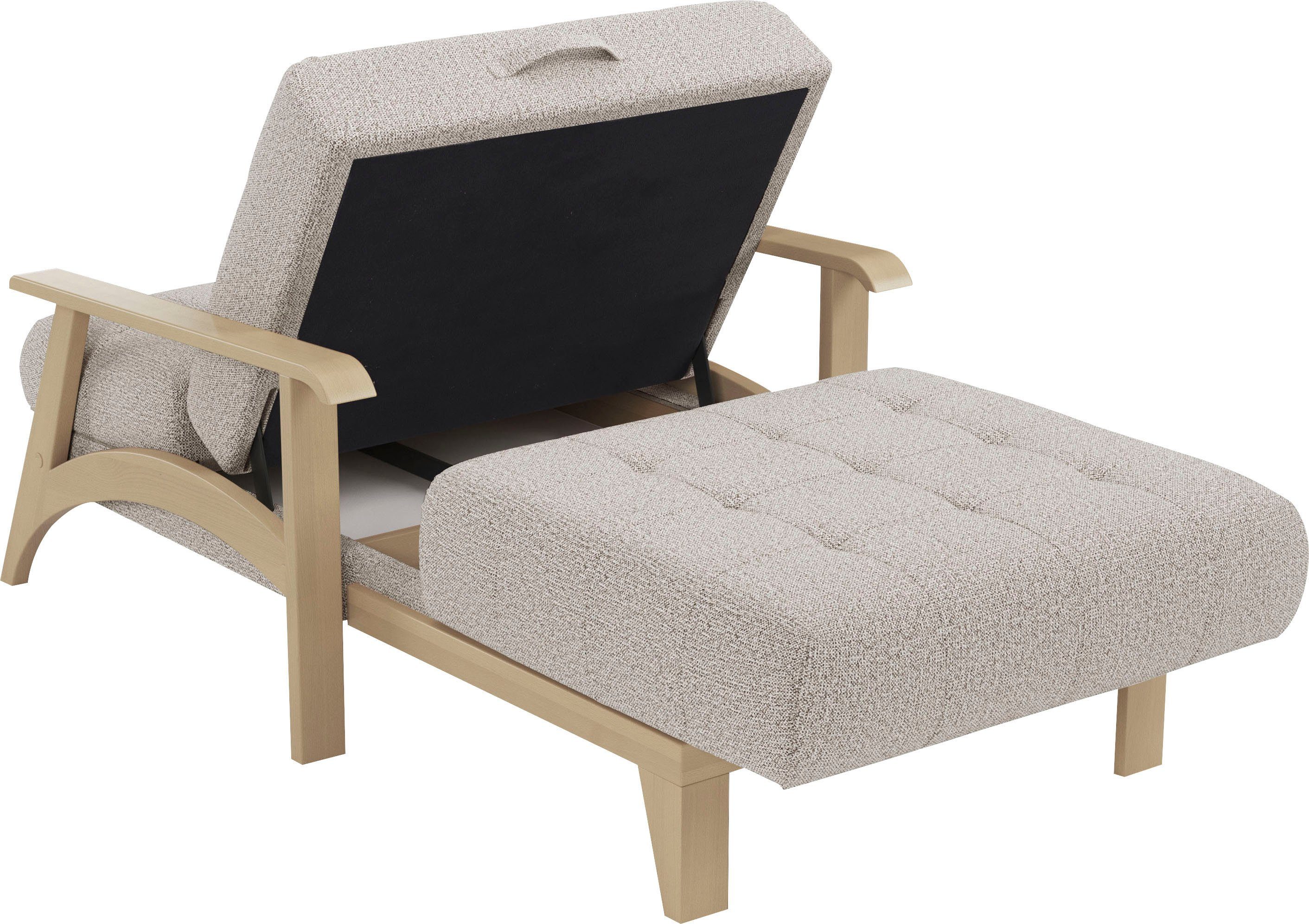sit&more Récamier Billund Armleuningen van natuurlijk beukenhout, verschillende bekledingen en kleuren