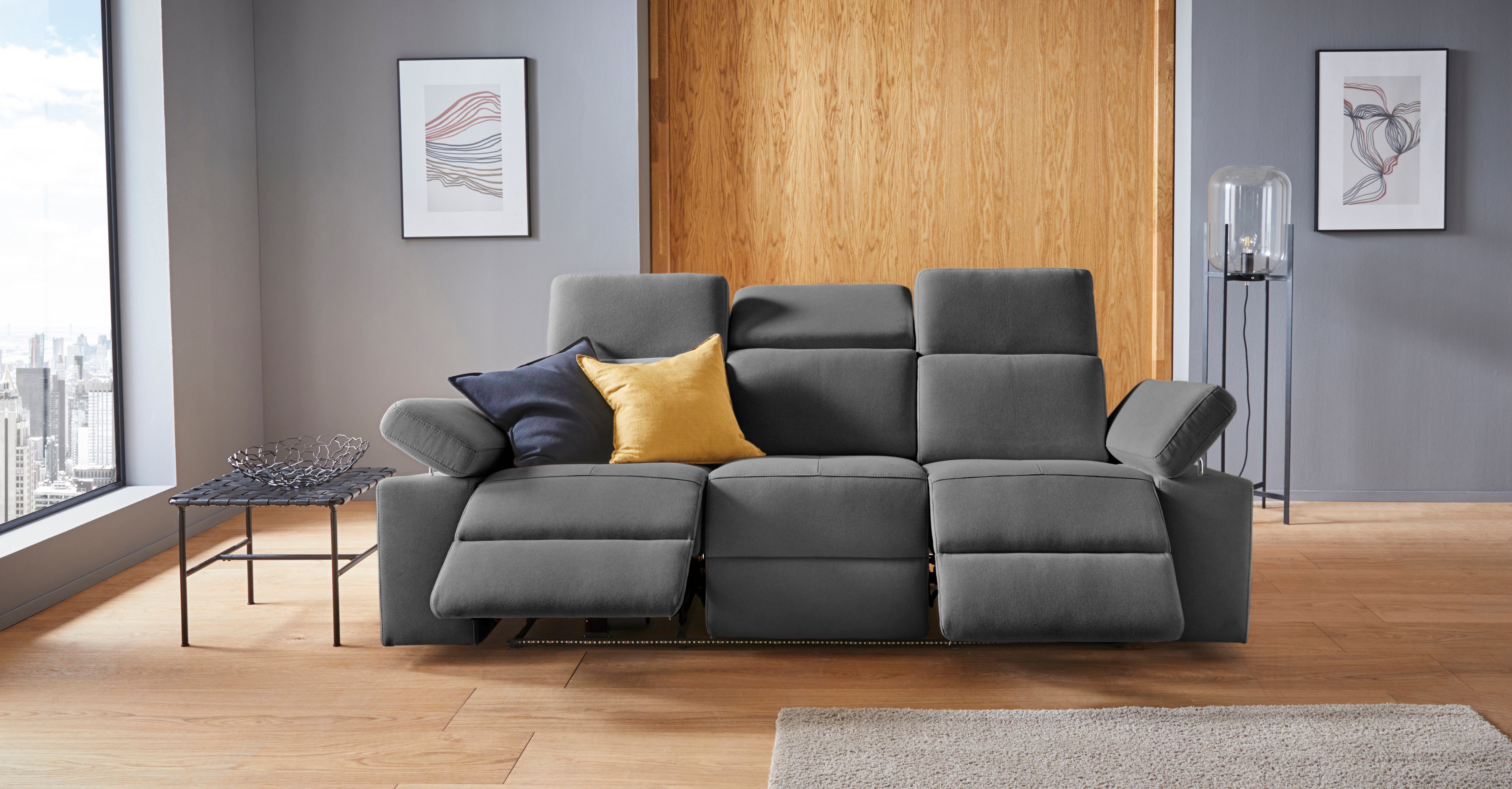 Places of Style 3-zitsbank Kilado met 2x relaxfunctie, verstelbare armleuning, verstelbare hoofdsteun
