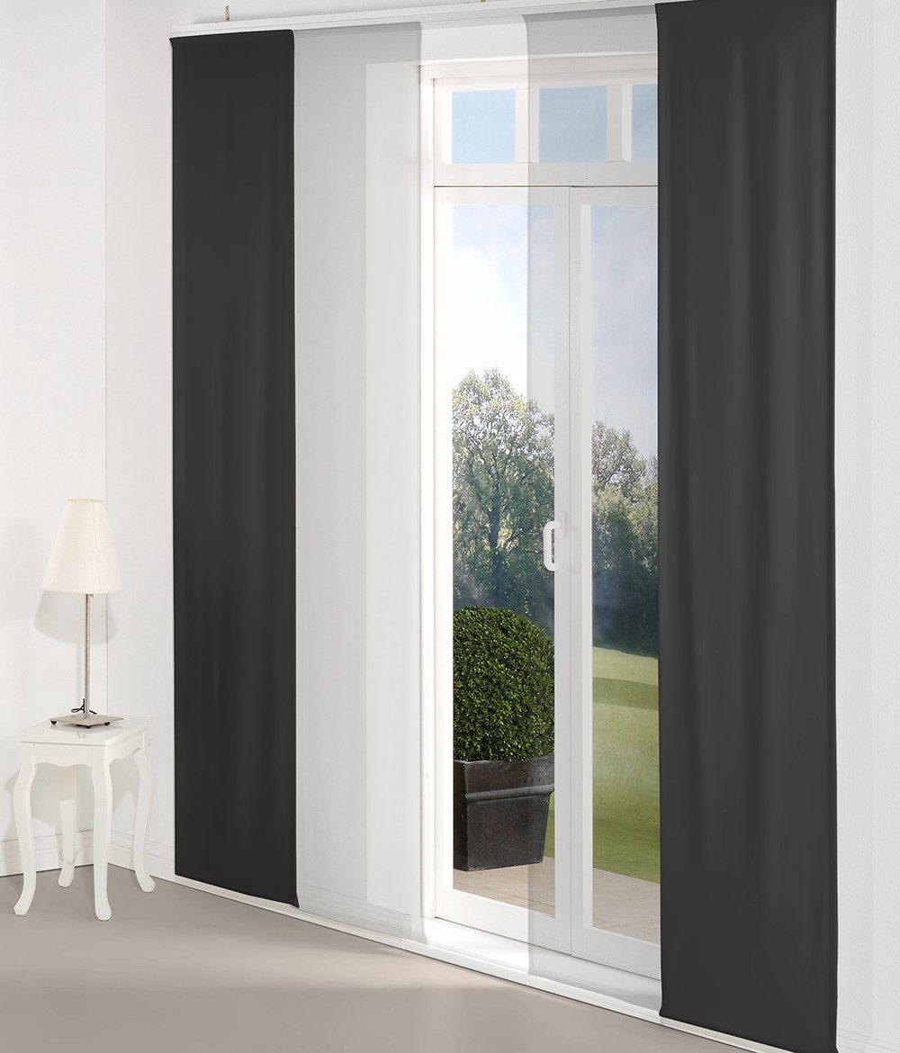 Wirth Paneelgordijn Dim uit incl. halterstang (1 stuk) paneelgordijnen maat 60 cm x 245 cm zwart