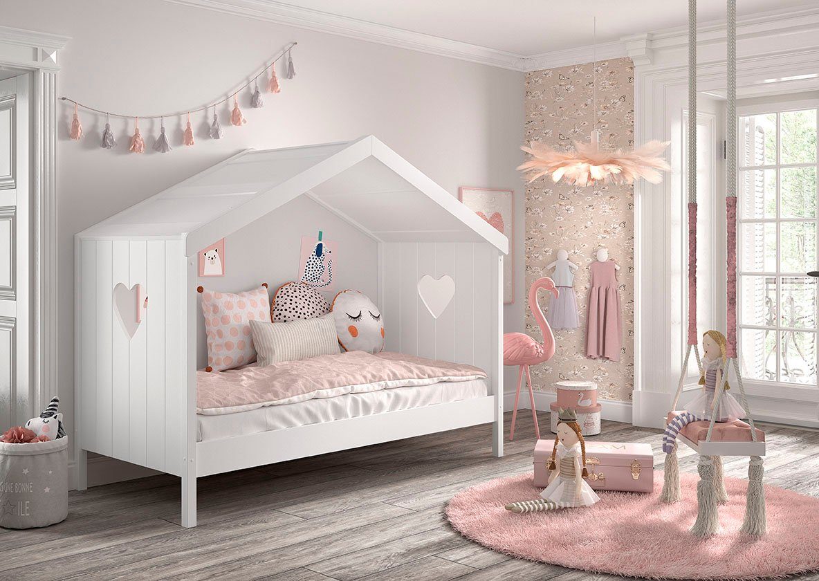 Vipack Huisbed Amori Ligoppervlak 90x 200 cm, naar keuze met en zonder achterwandpaneel