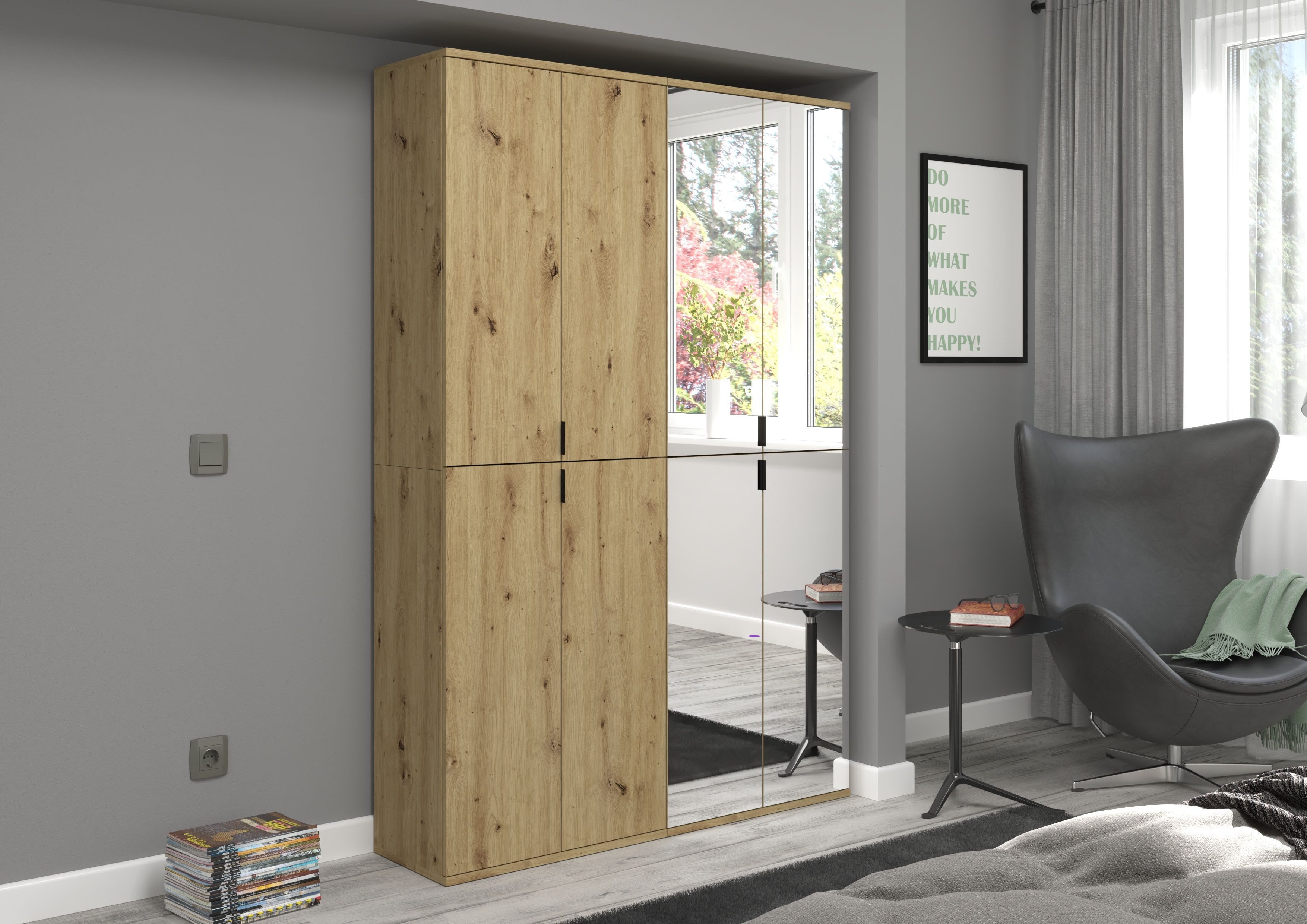 INOSIGN Schoenenkast Trondheim, Hoogte 193 cm, 4 Spiegelduren, 9 Vakken, 7 Planken