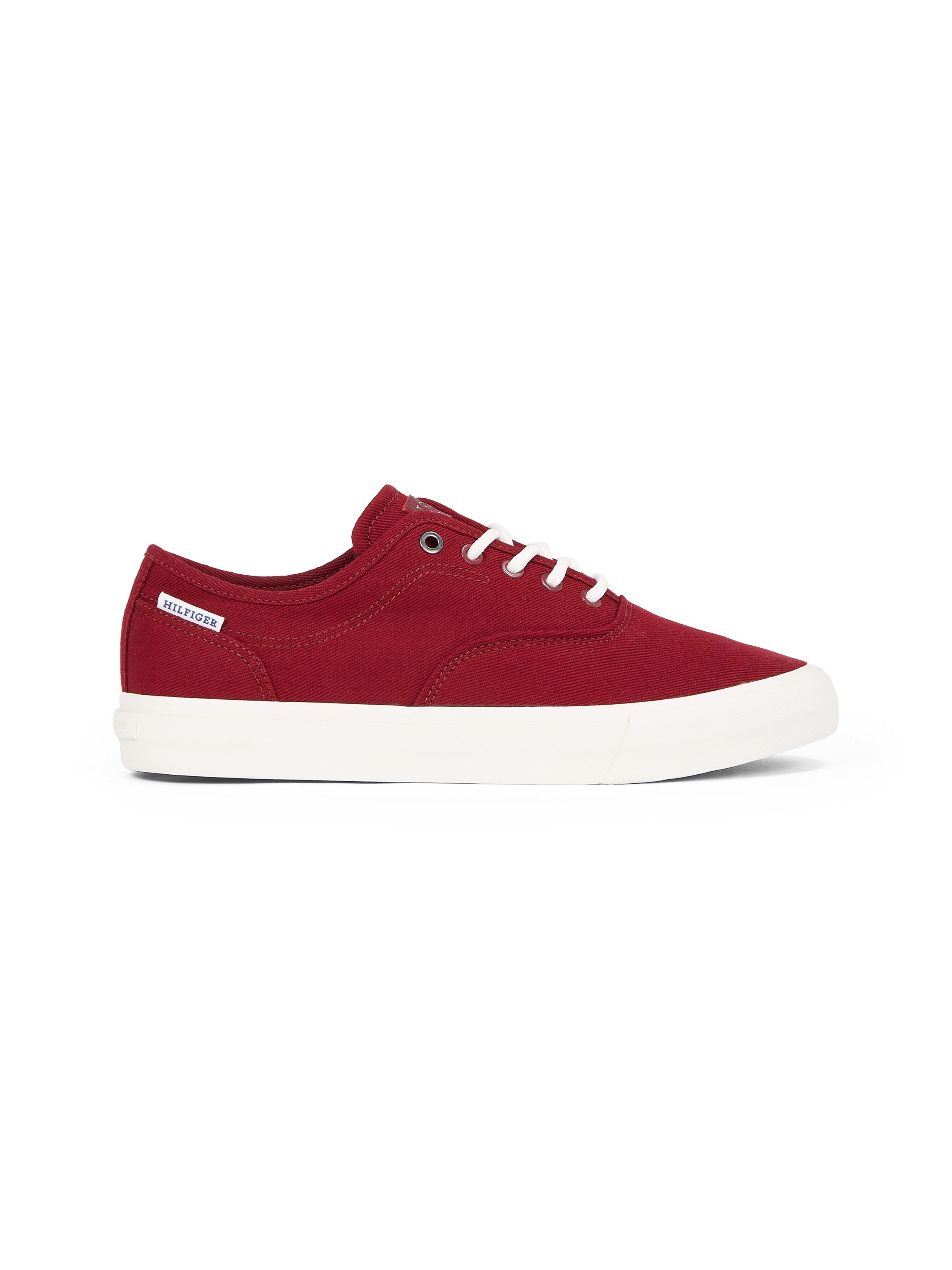 Tommy Hilfiger Sneakers TH HI VULC LOW OXFORD TWILL , vrijetijdsschoen, lage schoen, veterschoen met label op de hiel