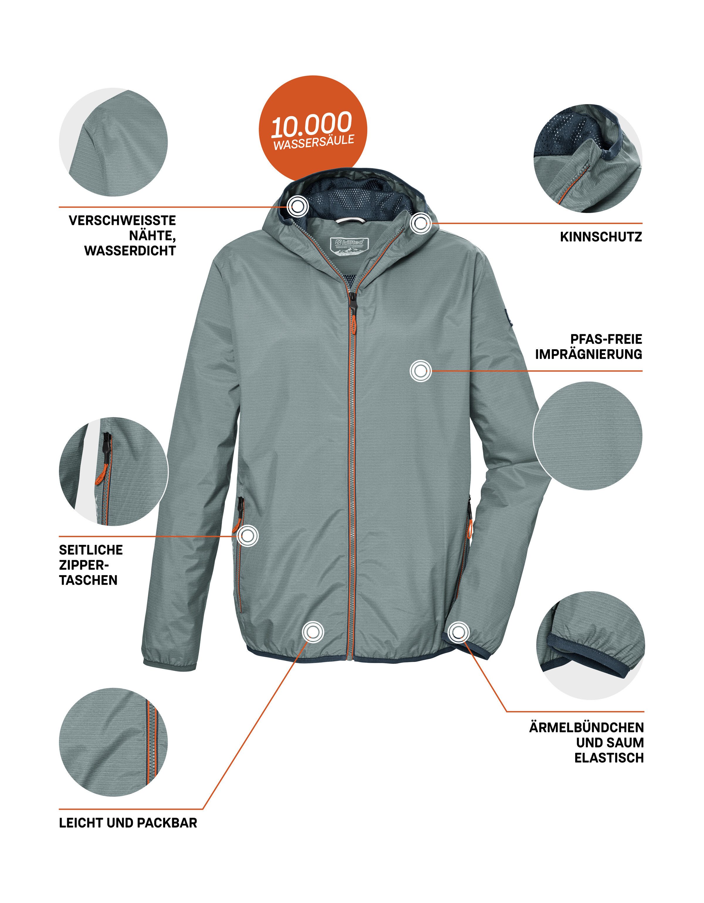 Killtec Outdoorjack KOS 112 MN JCKT Lichte, waterdichte, ademende jas, PFAS-vrij, gerecycled