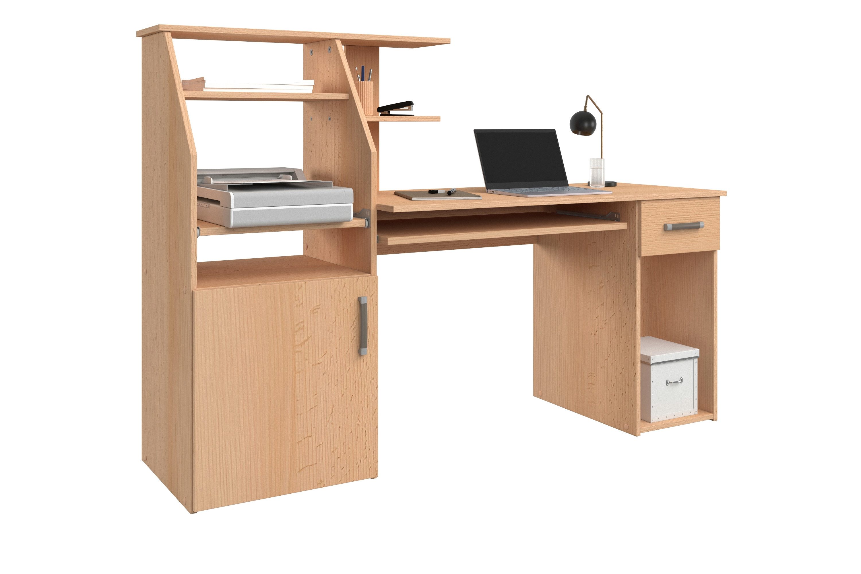 VOGL Möbelfabrik Bureau Don met toetsenbord- & printeruittrek, breedte 137,5 cm, made in germany